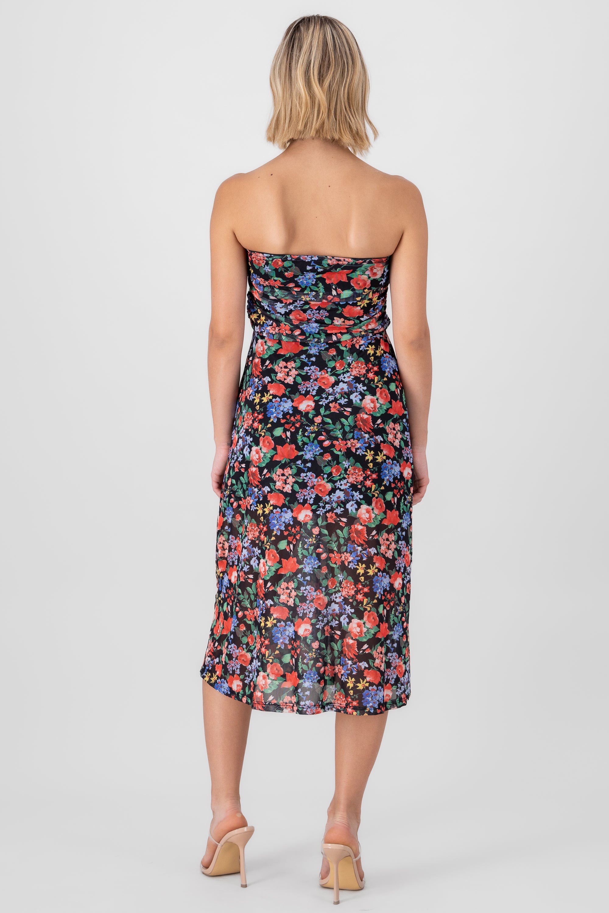 Floral Print Midi Dress BLACK COMBO