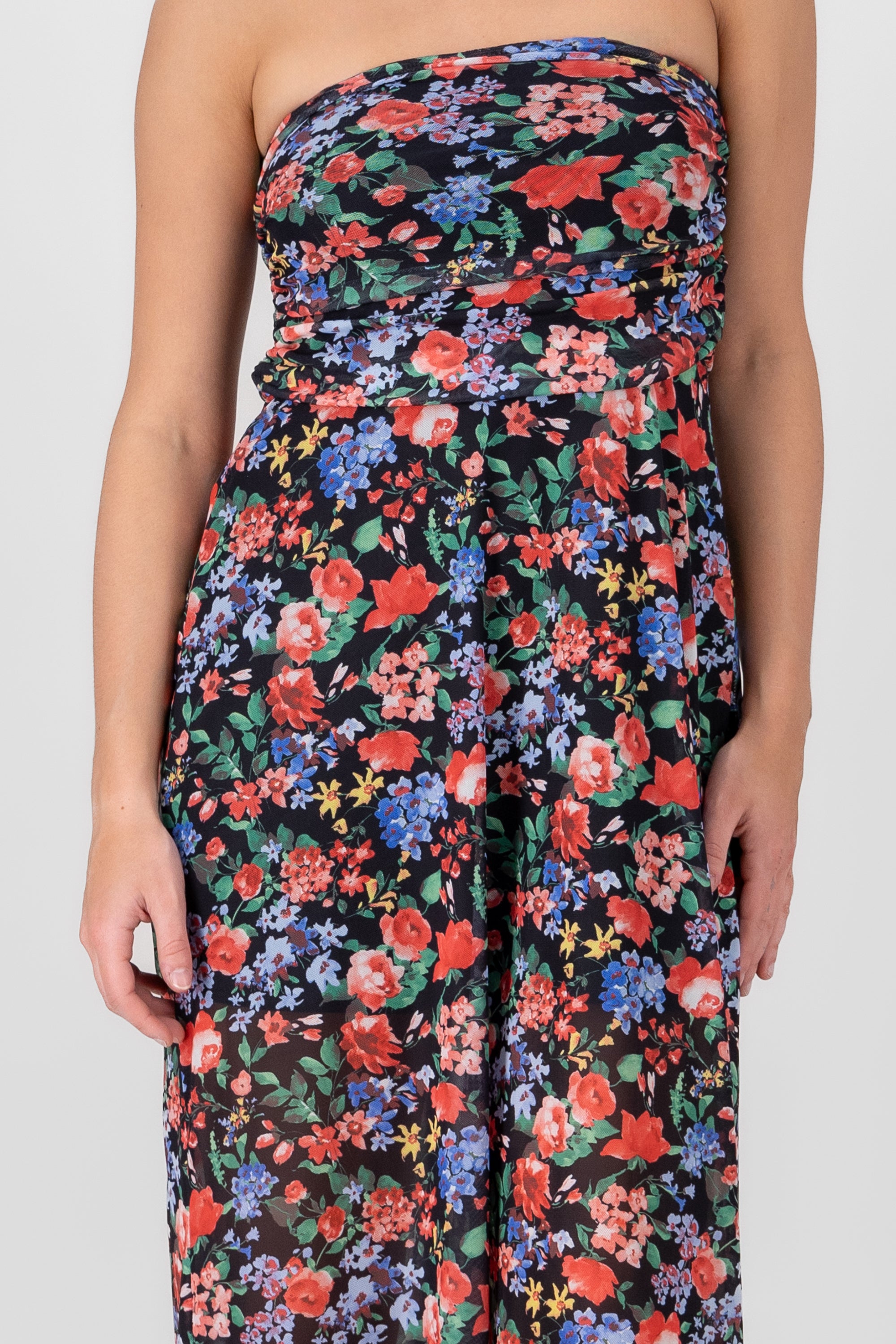 Floral Print Midi Dress BLACK COMBO