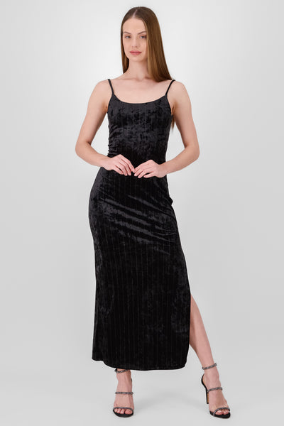 Lurex Velvet Maxi Dress BLACK