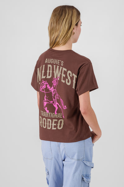 Oversized Cowboy Print T Shirt BROWN