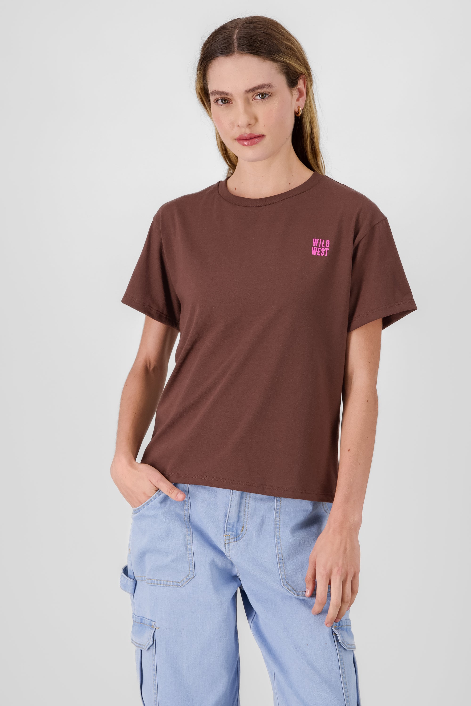 Oversized Cowboy Print T Shirt BROWN