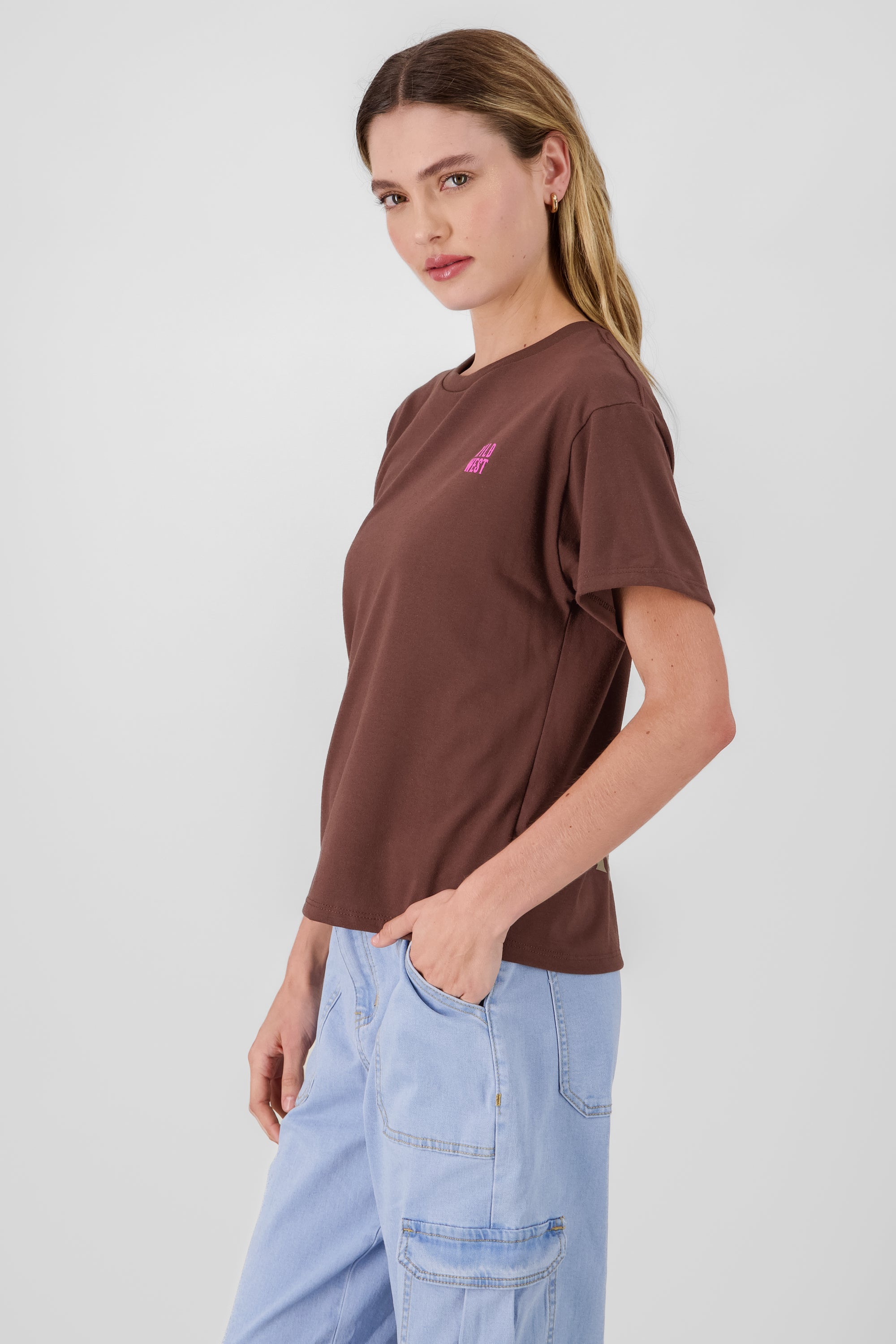 Oversized Cowboy Print T Shirt BROWN