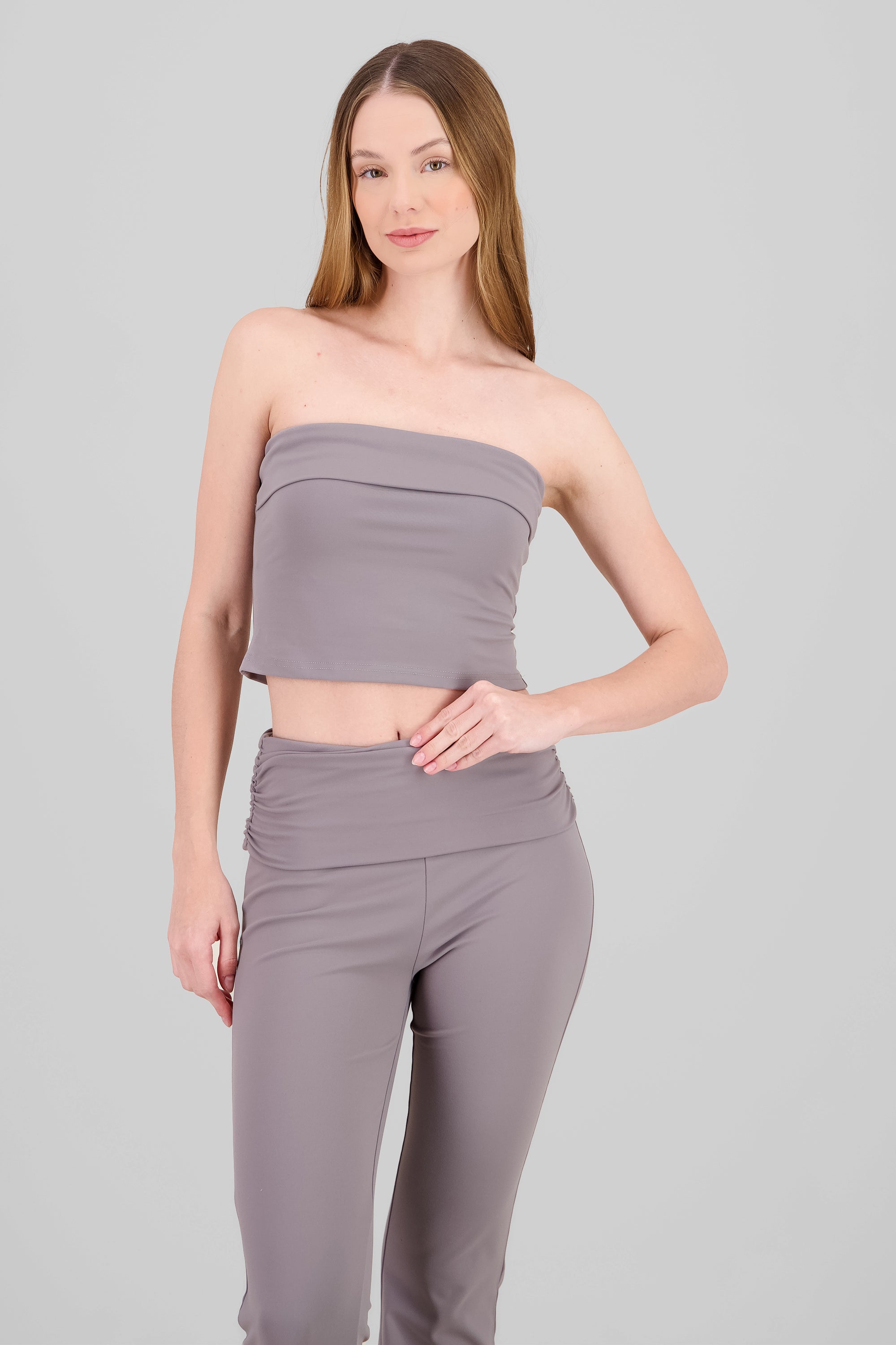 Solid Strapless Top GRAY