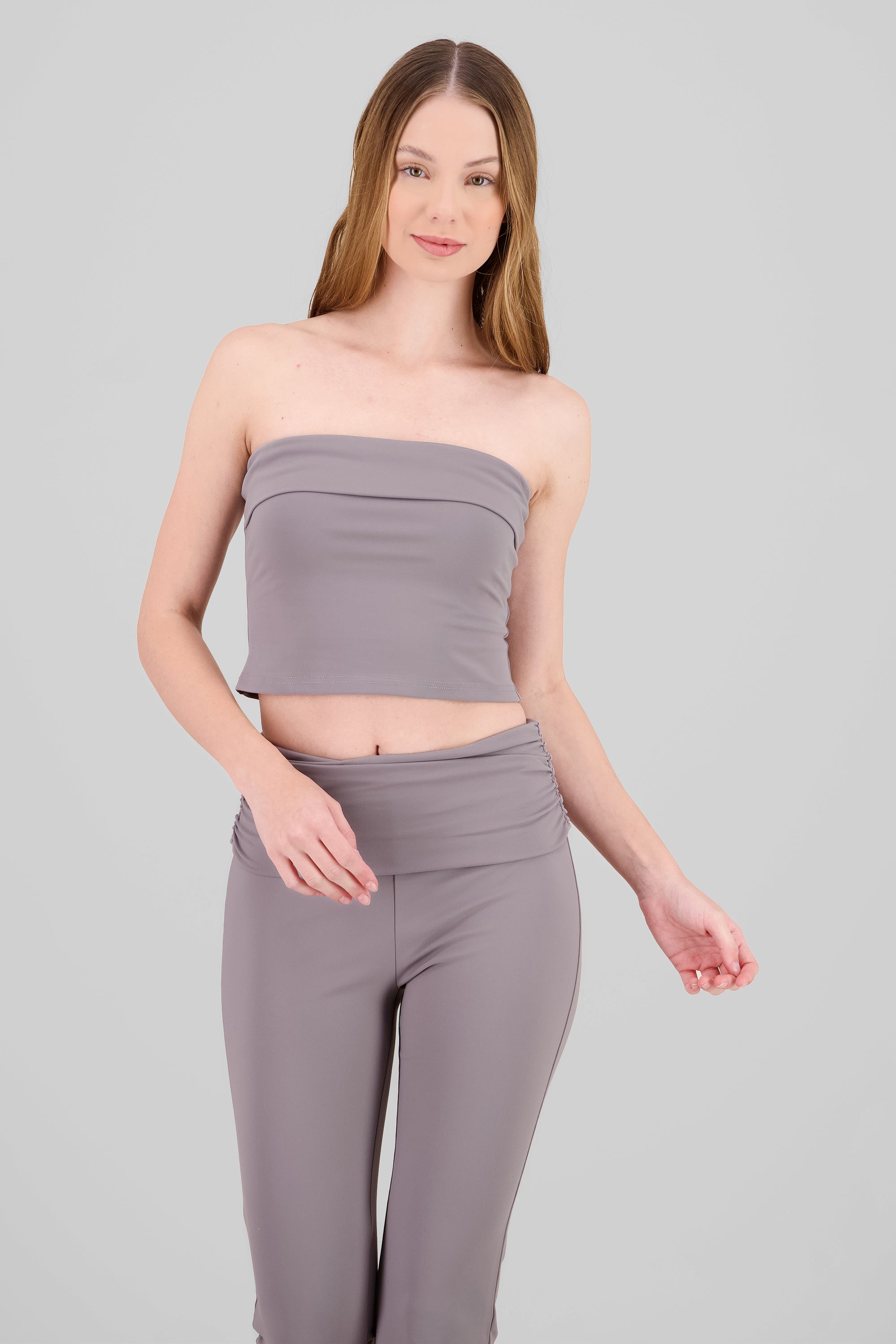 Solid Strapless Top GRAY