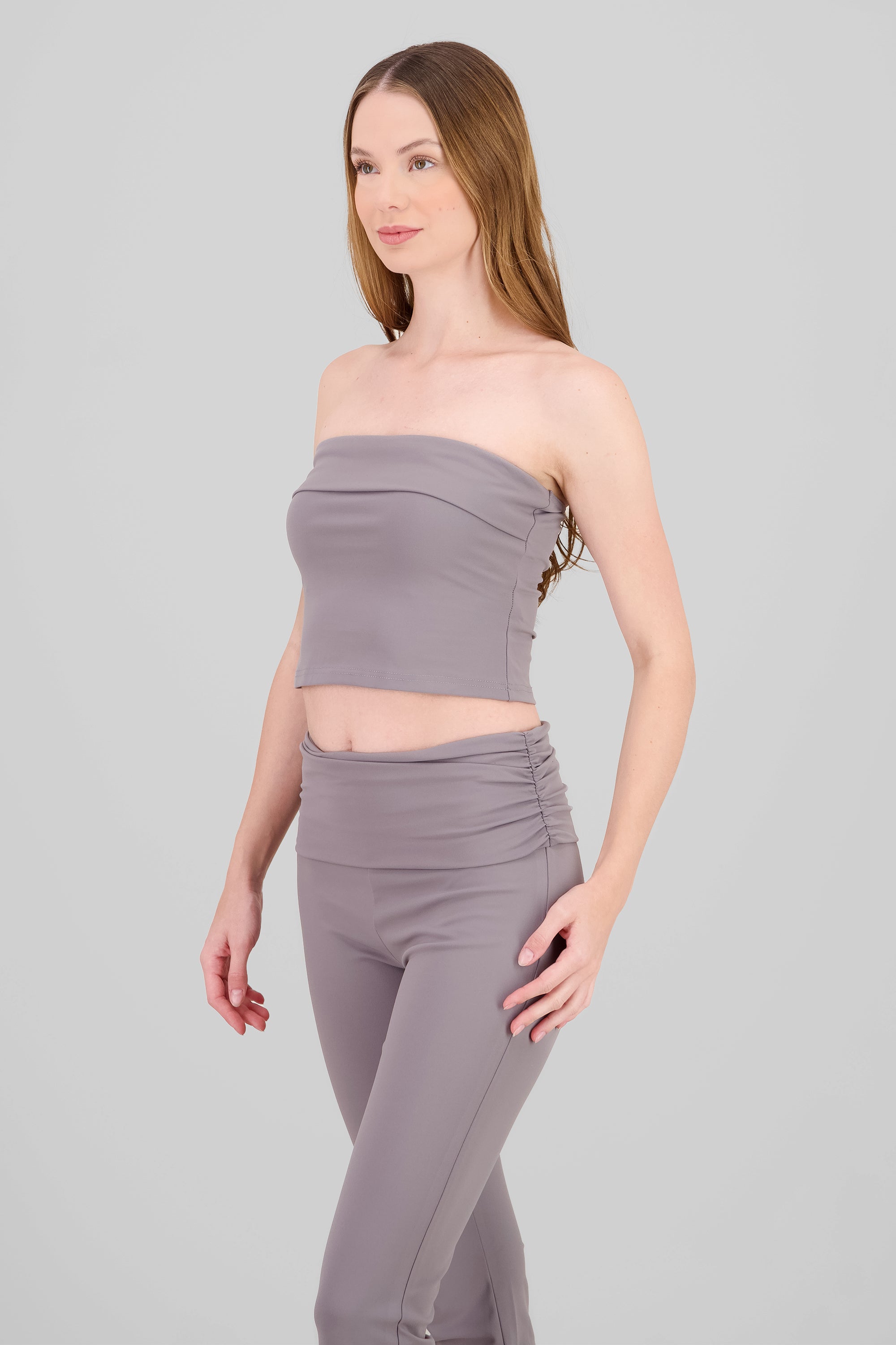 Solid Strapless Top GRAY