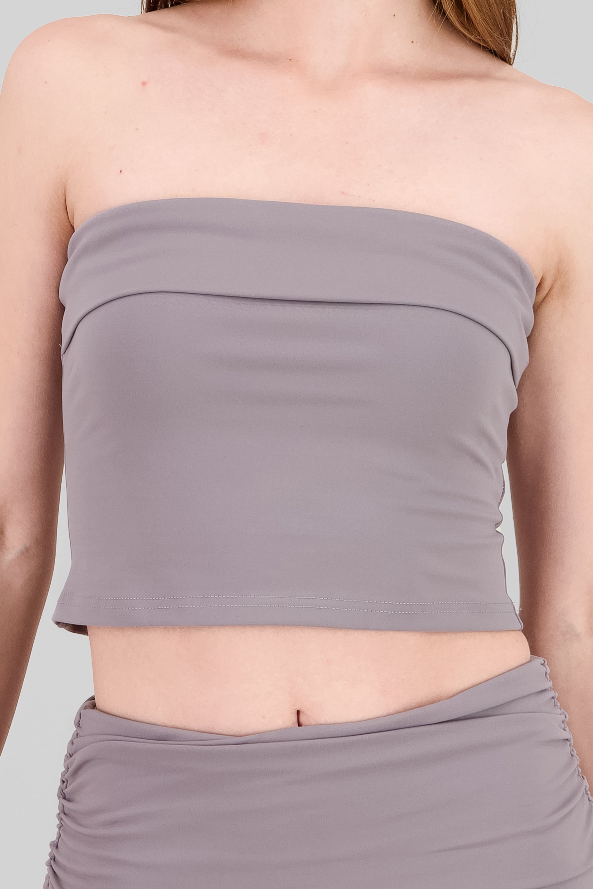 Solid Strapless Top GRAY