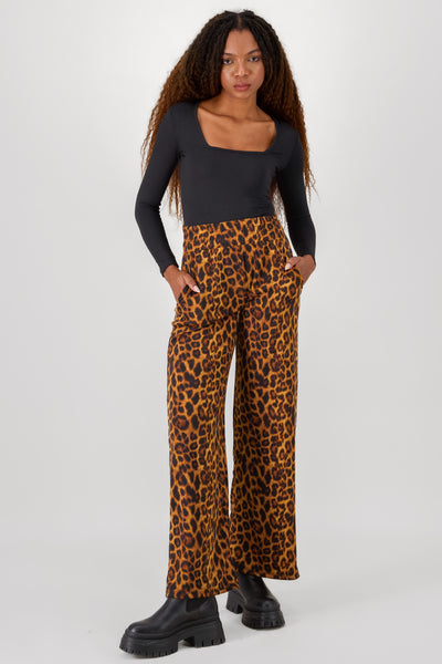 Animal Print Pants BROWN COMBO