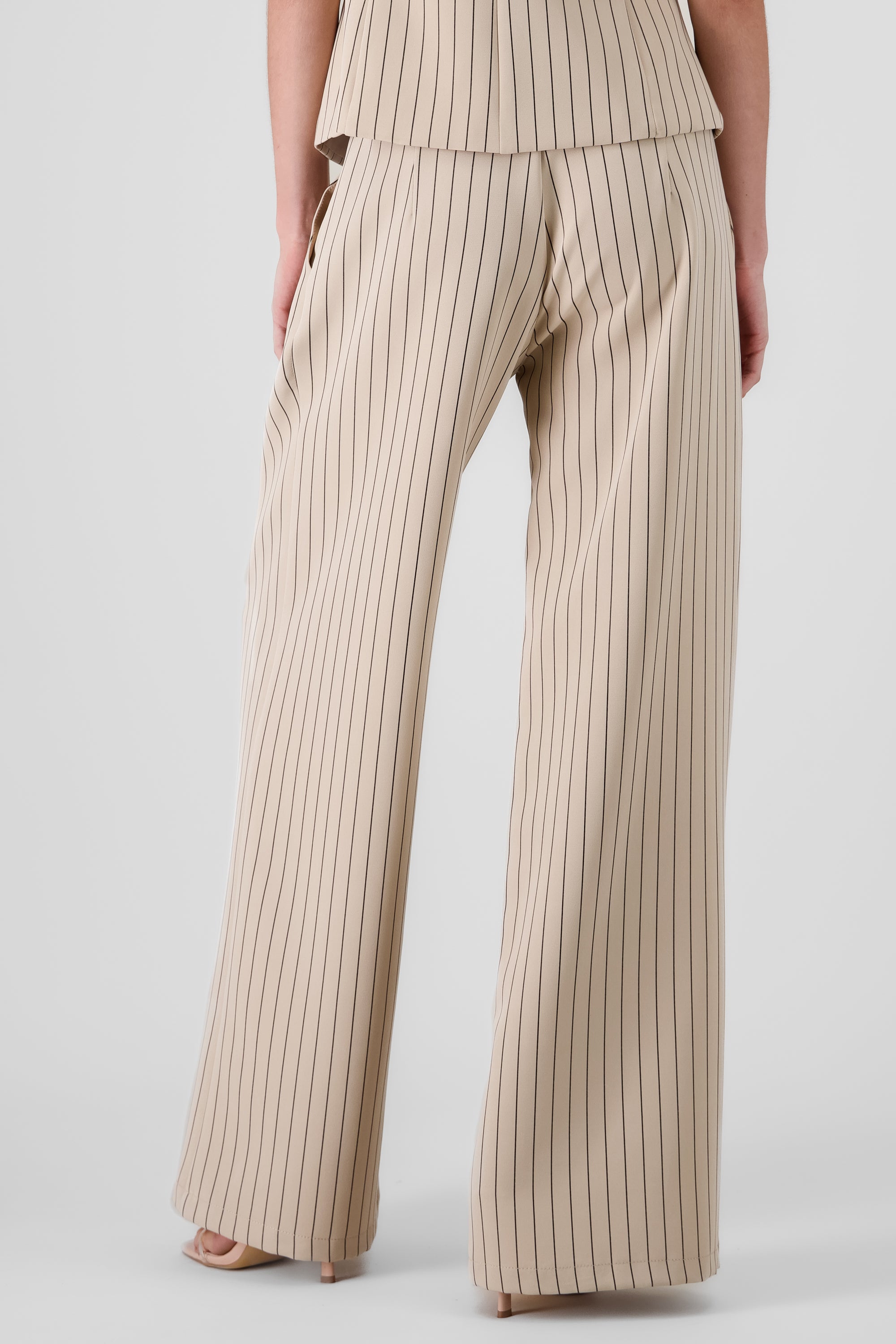 Tailored Striped Pants BEIGE