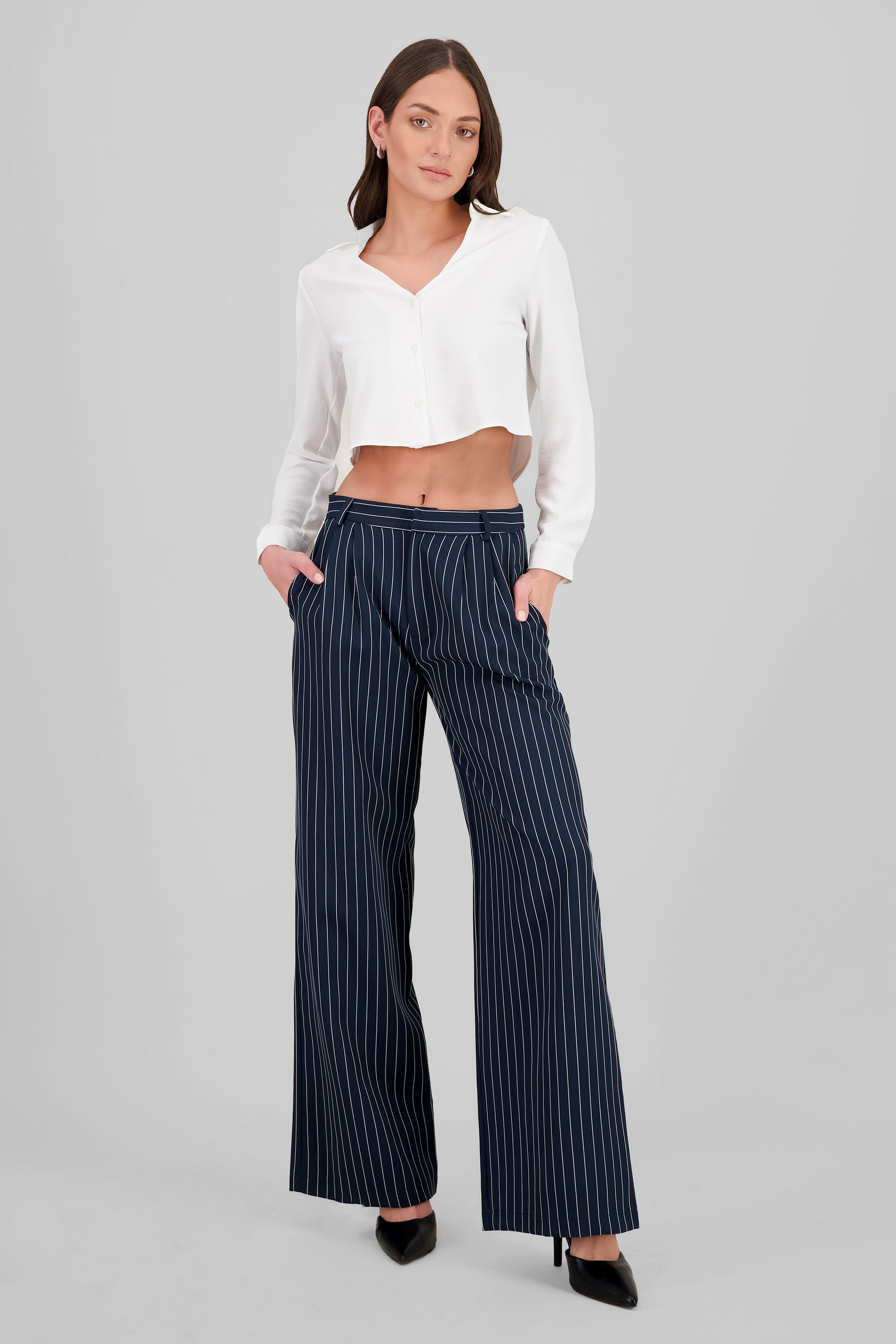 Tailored Striped Pants NAVY COMBO