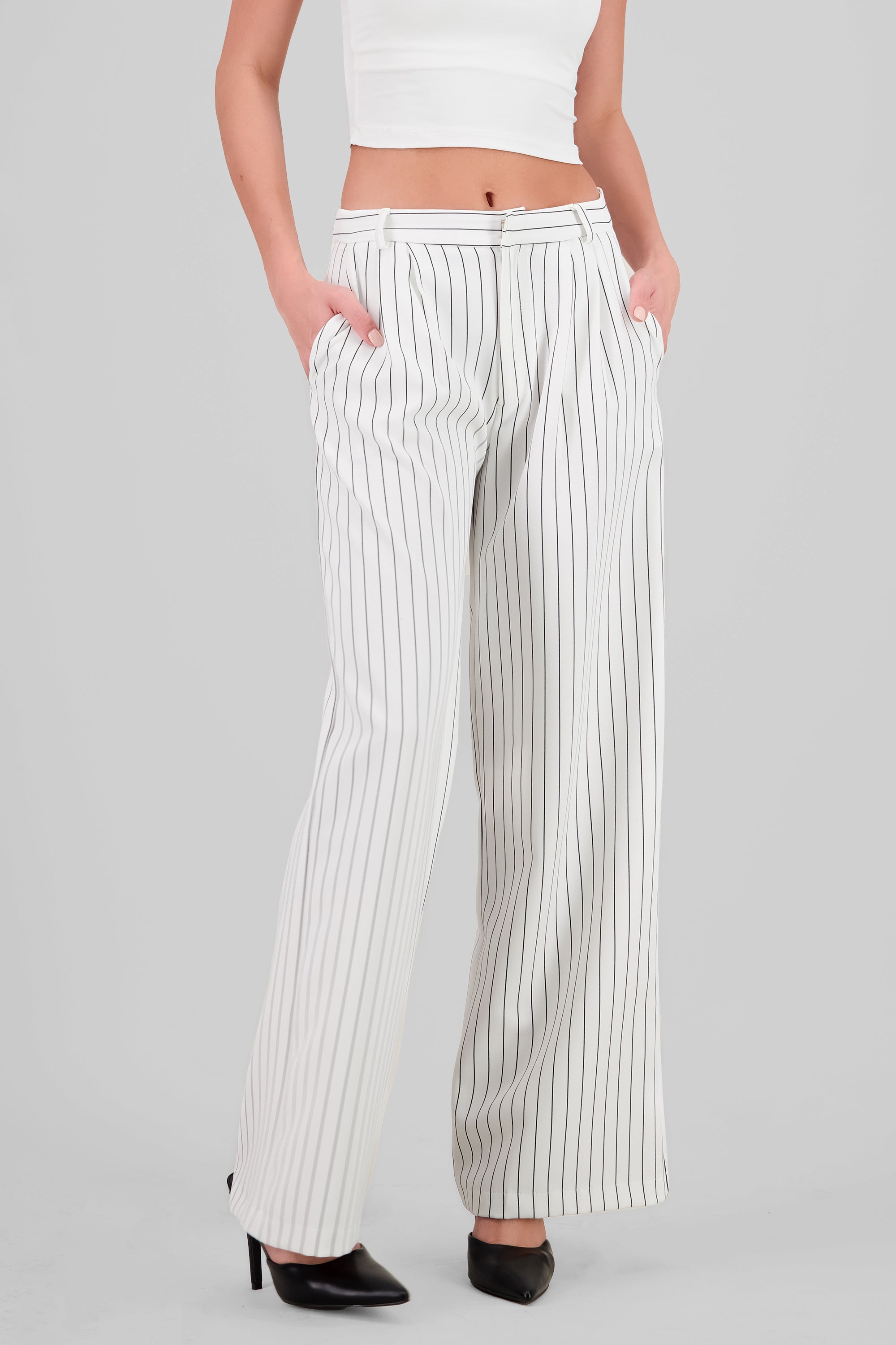 Tailored Striped Pants WHITE COMBO