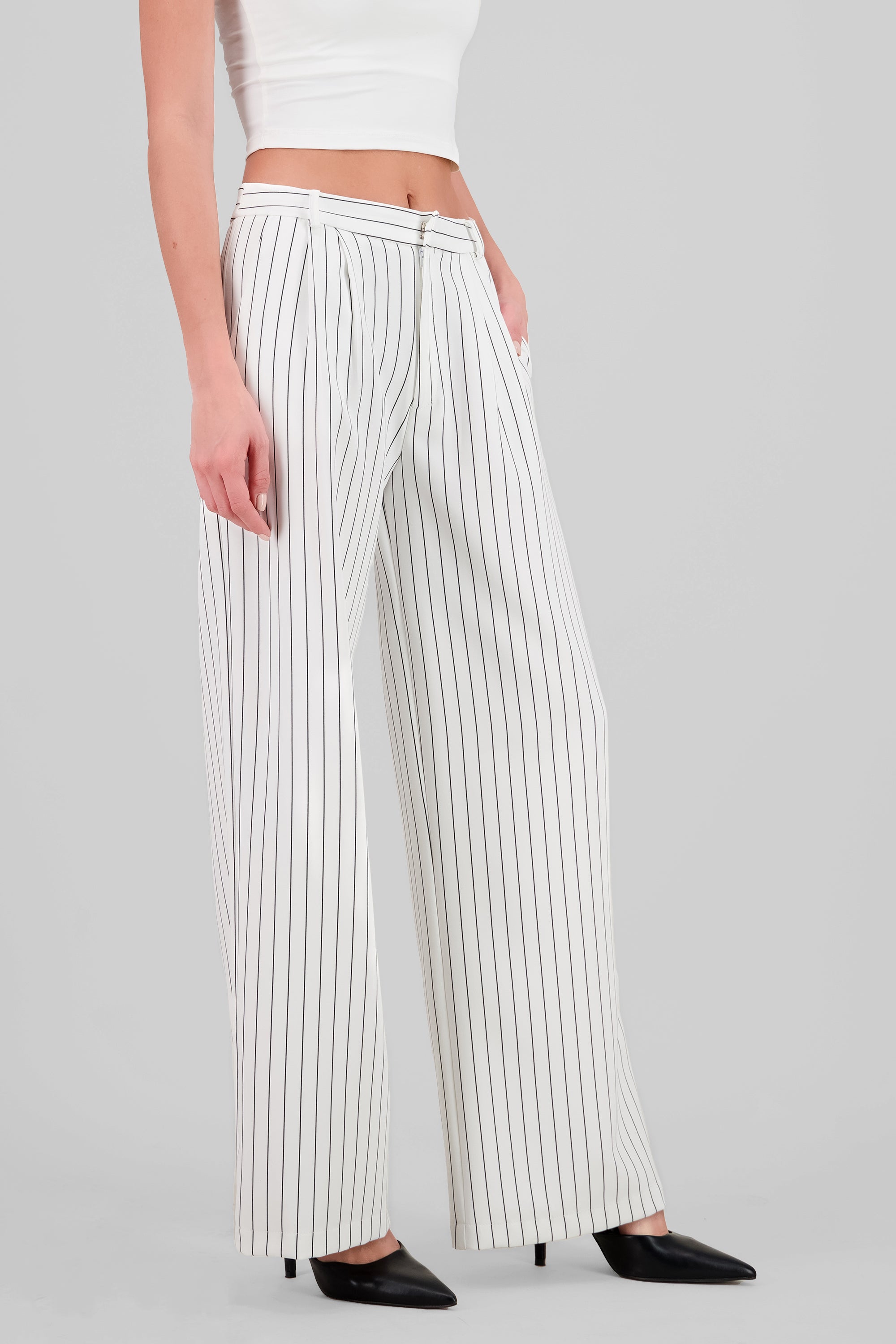 Tailored Striped Pants WHITE COMBO