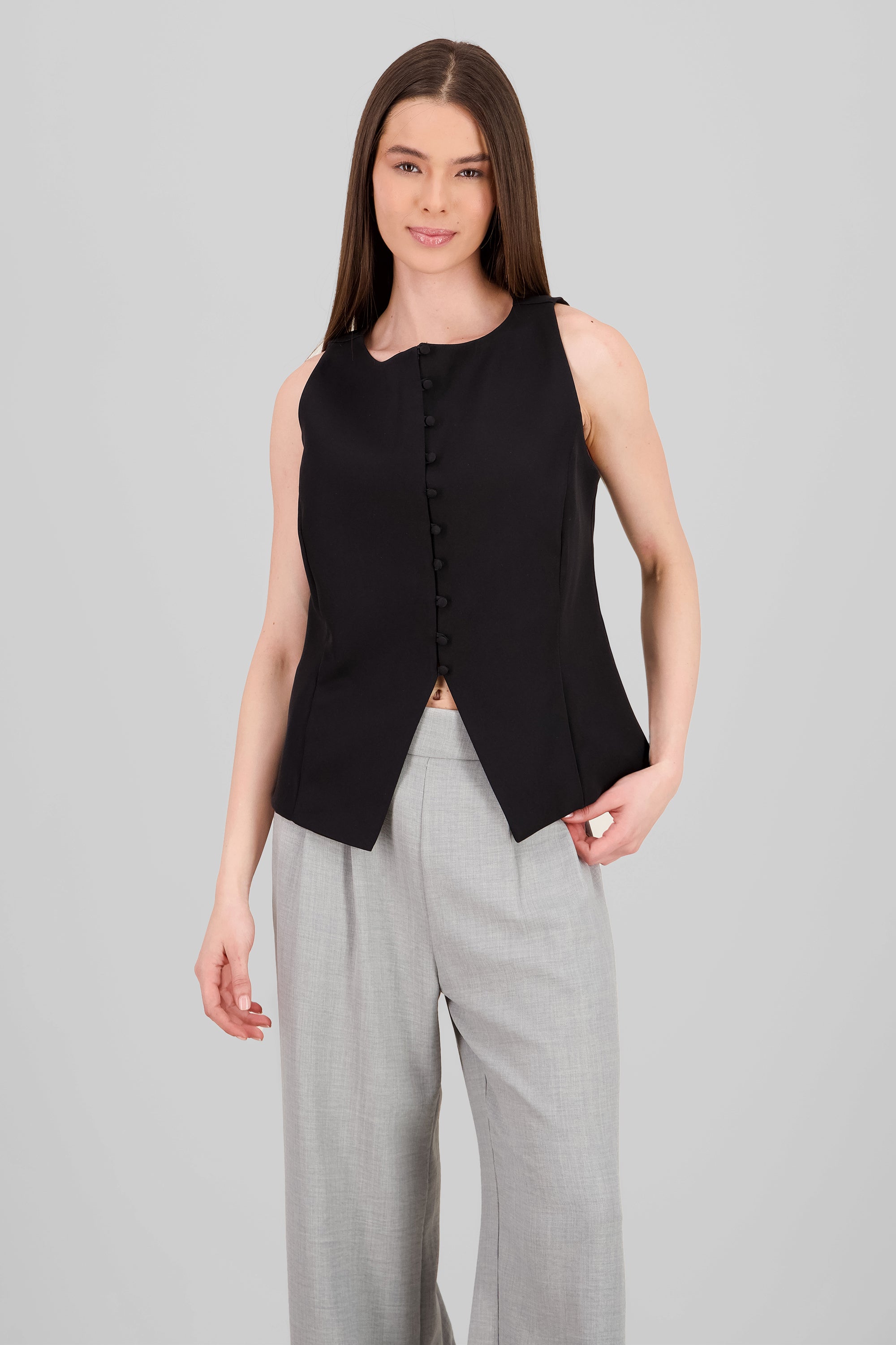 Tailored Button Vest BLACK