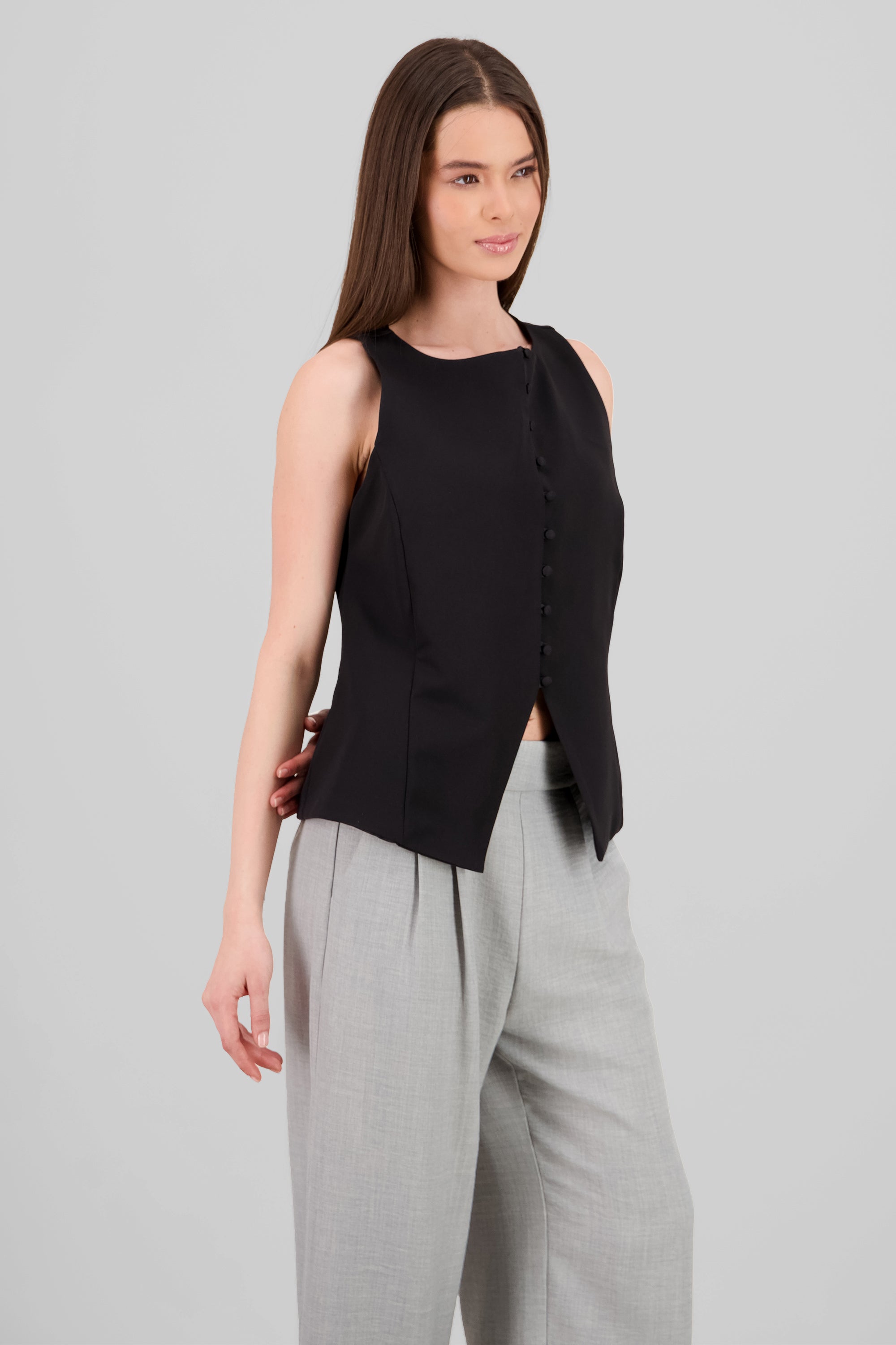 Tailored Button Vest BLACK