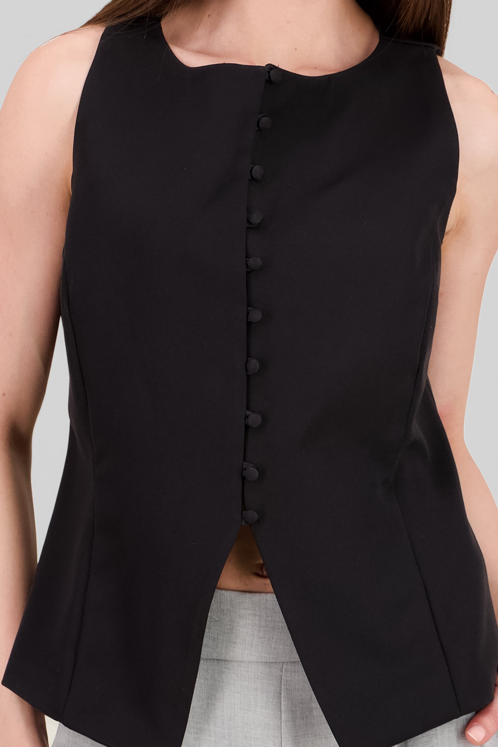 Tailored Button Vest BLACK