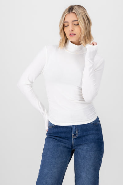 Ribbed Long Sleeve Sweater WHITE