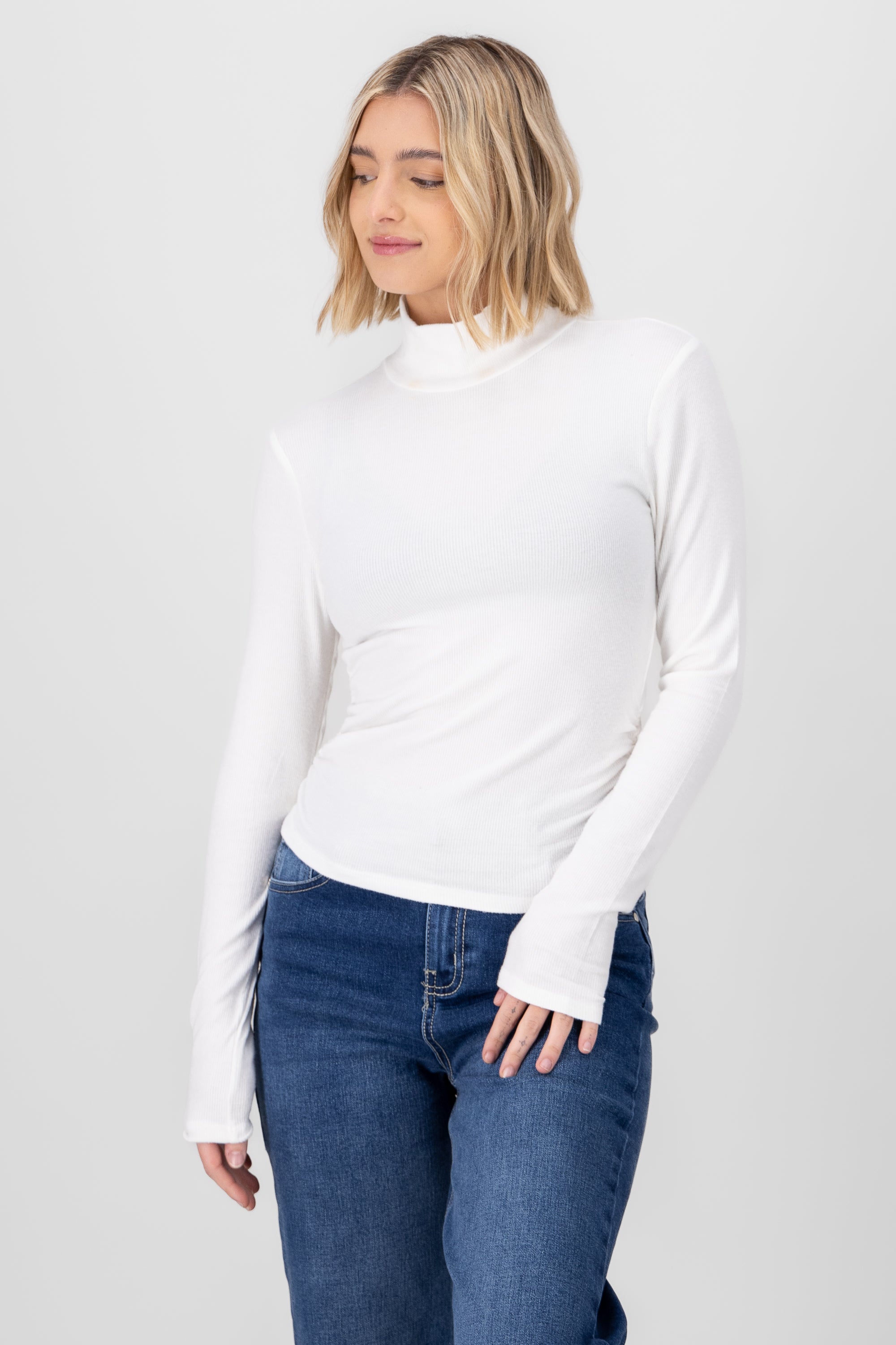 Ribbed Long Sleeve Sweater WHITE