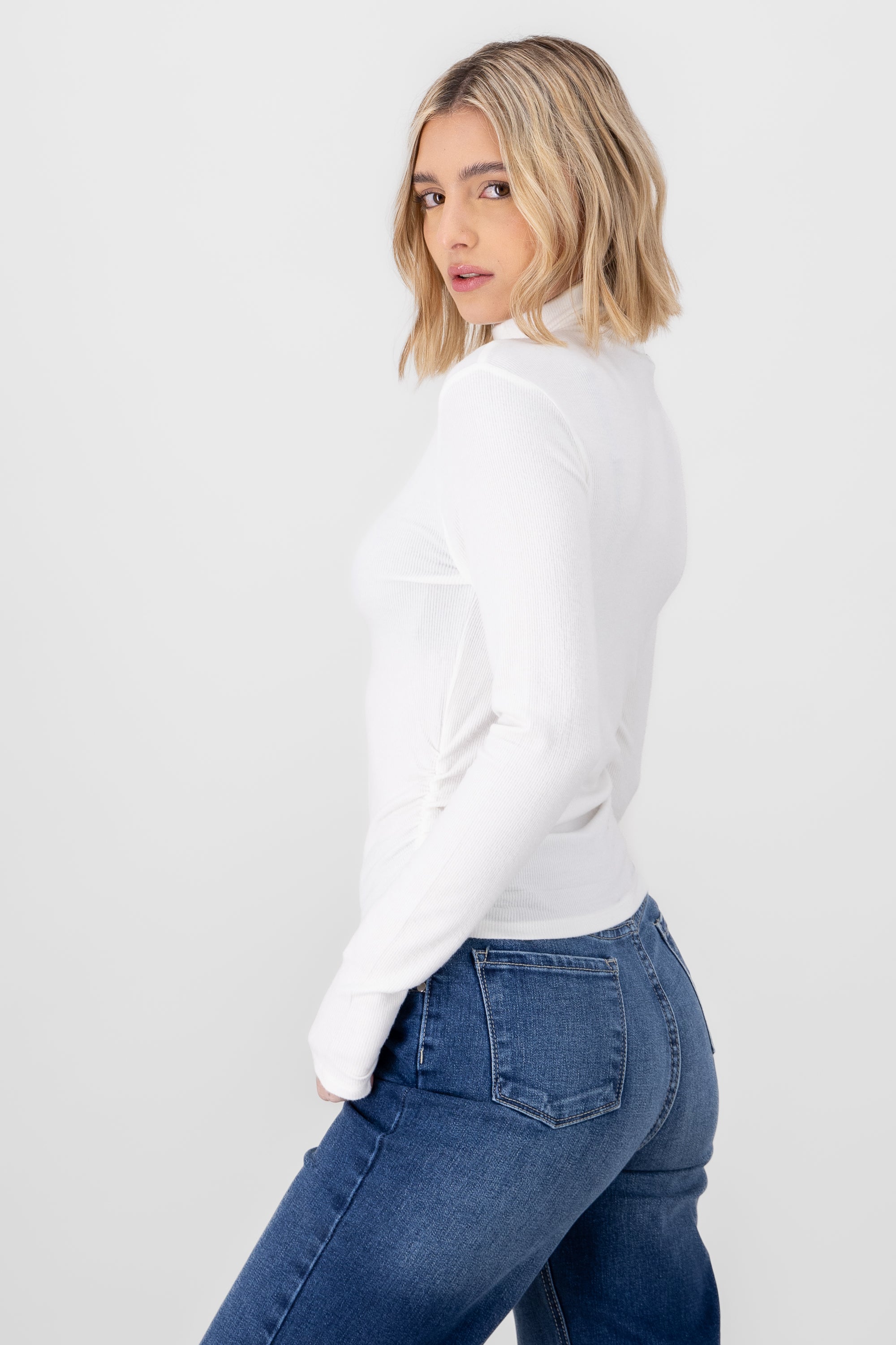 Ribbed Long Sleeve Sweater WHITE