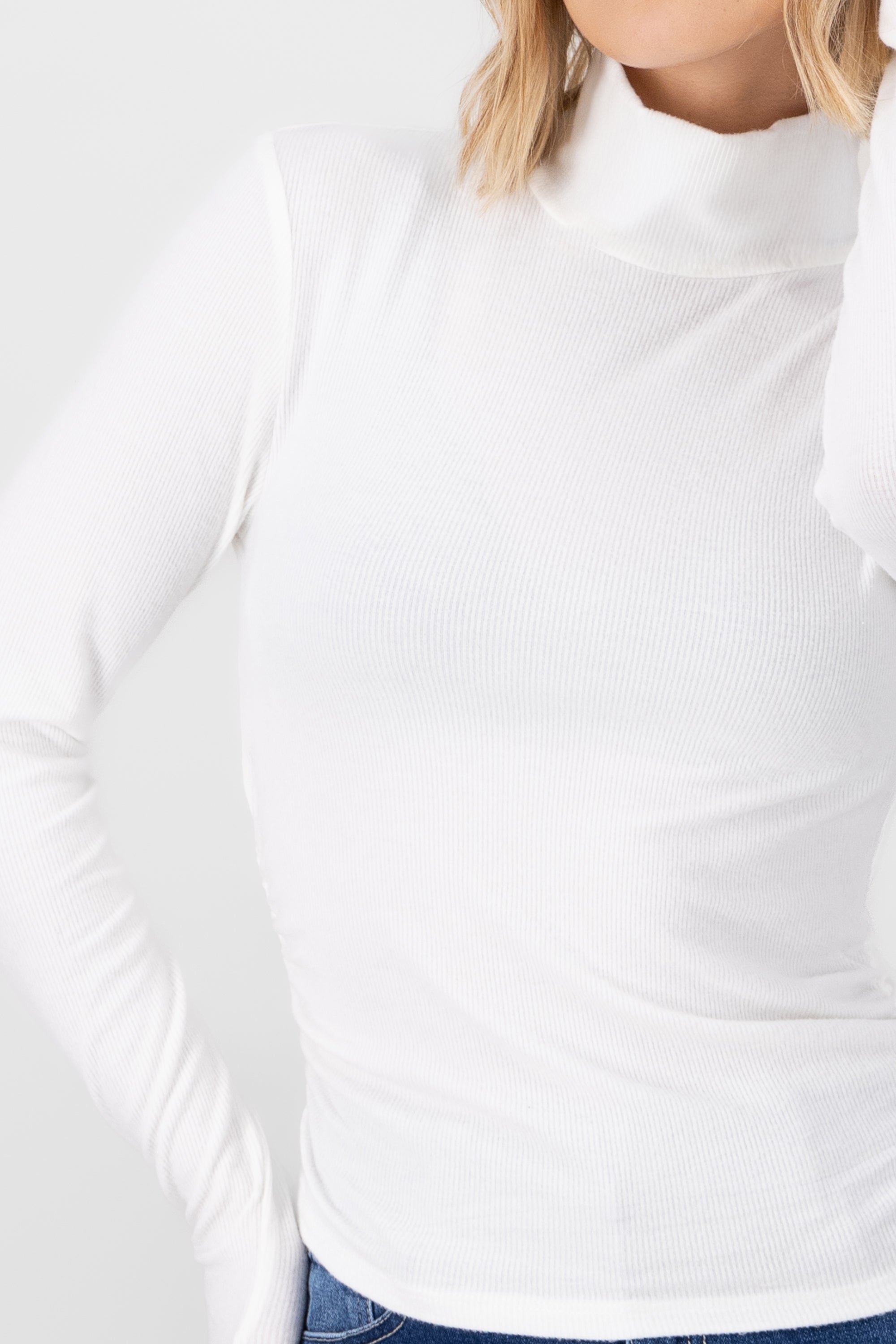 Ribbed Long Sleeve Sweater WHITE