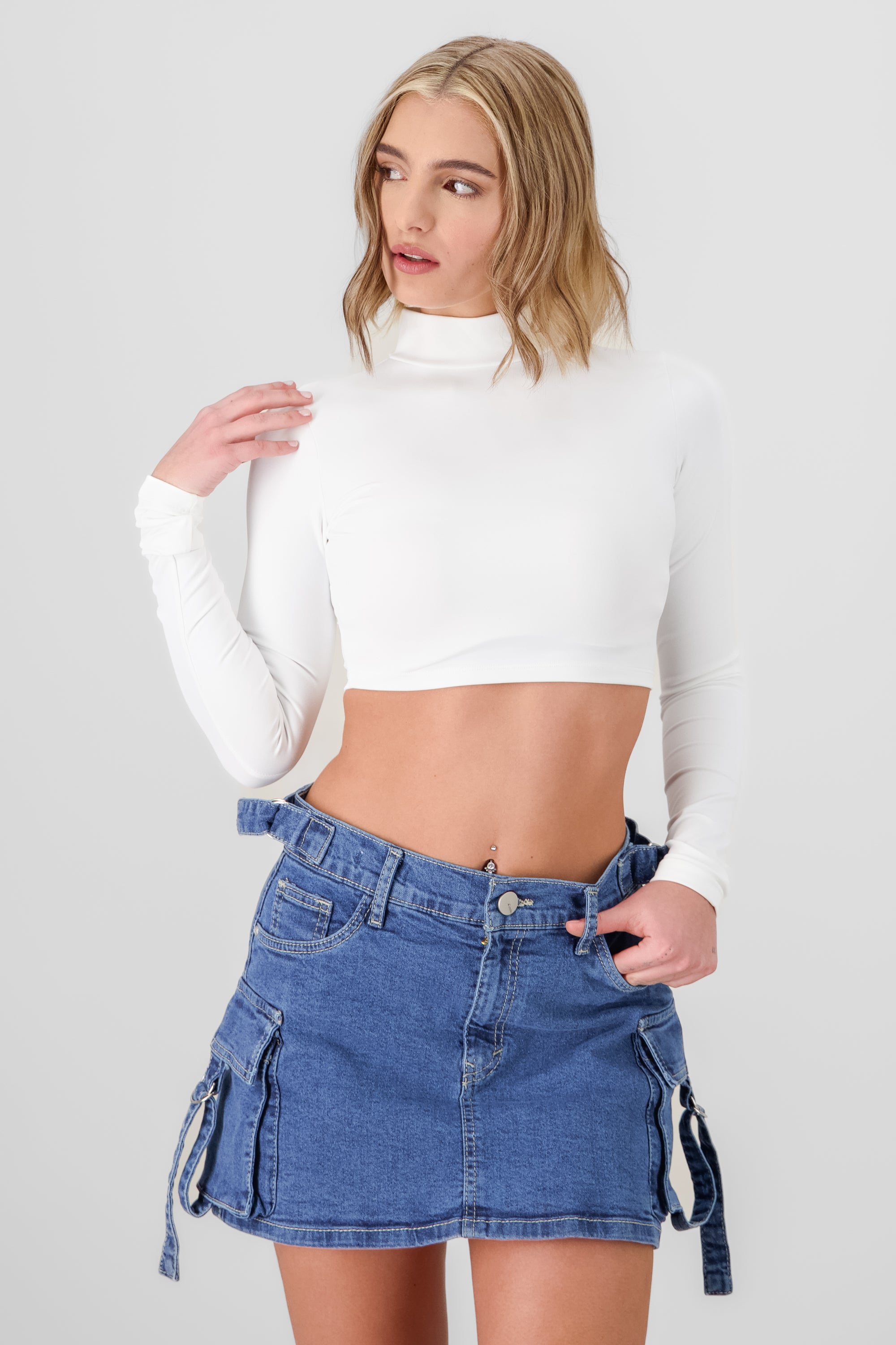 Long sleeve Crop Top WHITE