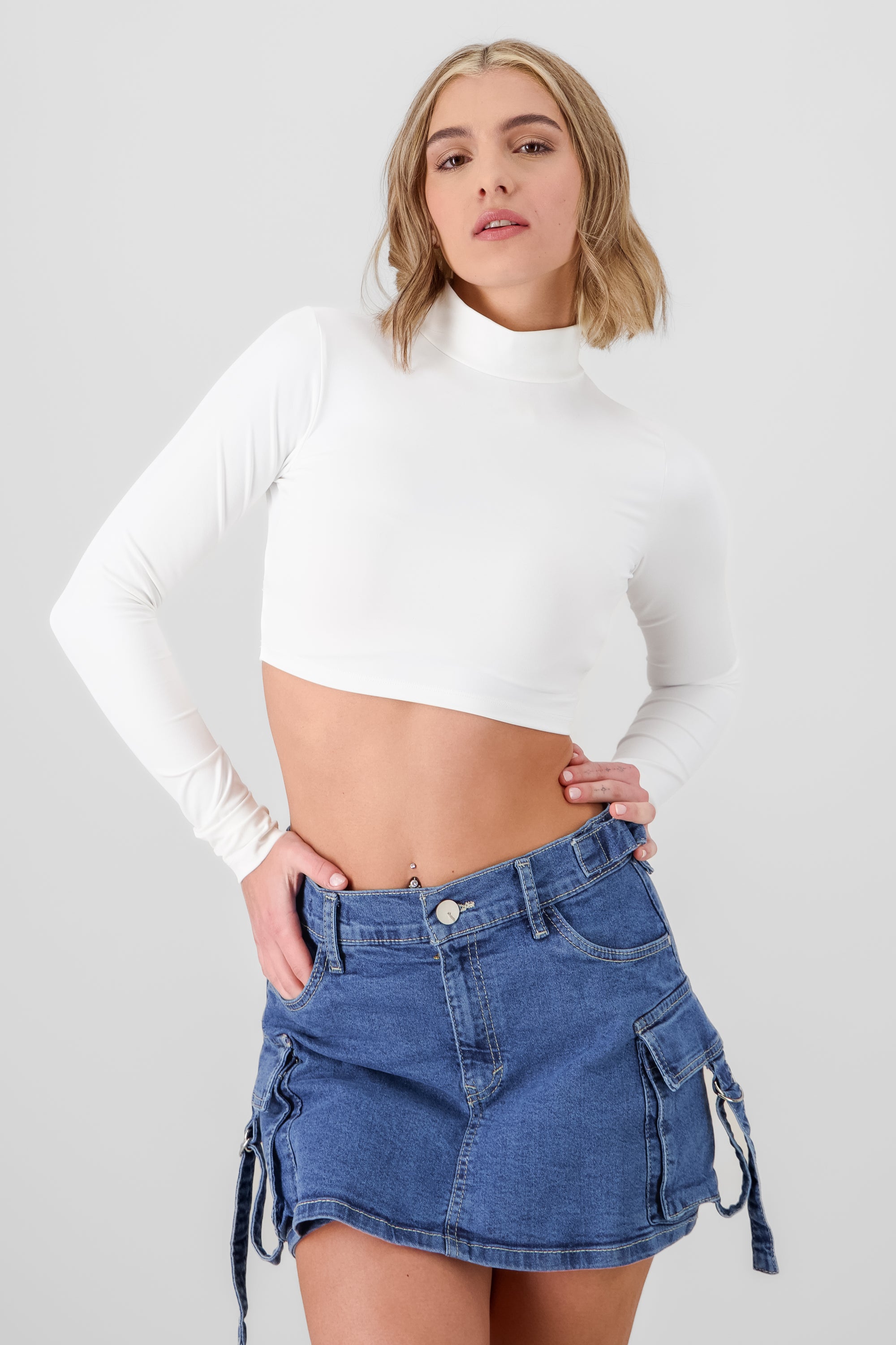 Long sleeve Crop Top WHITE