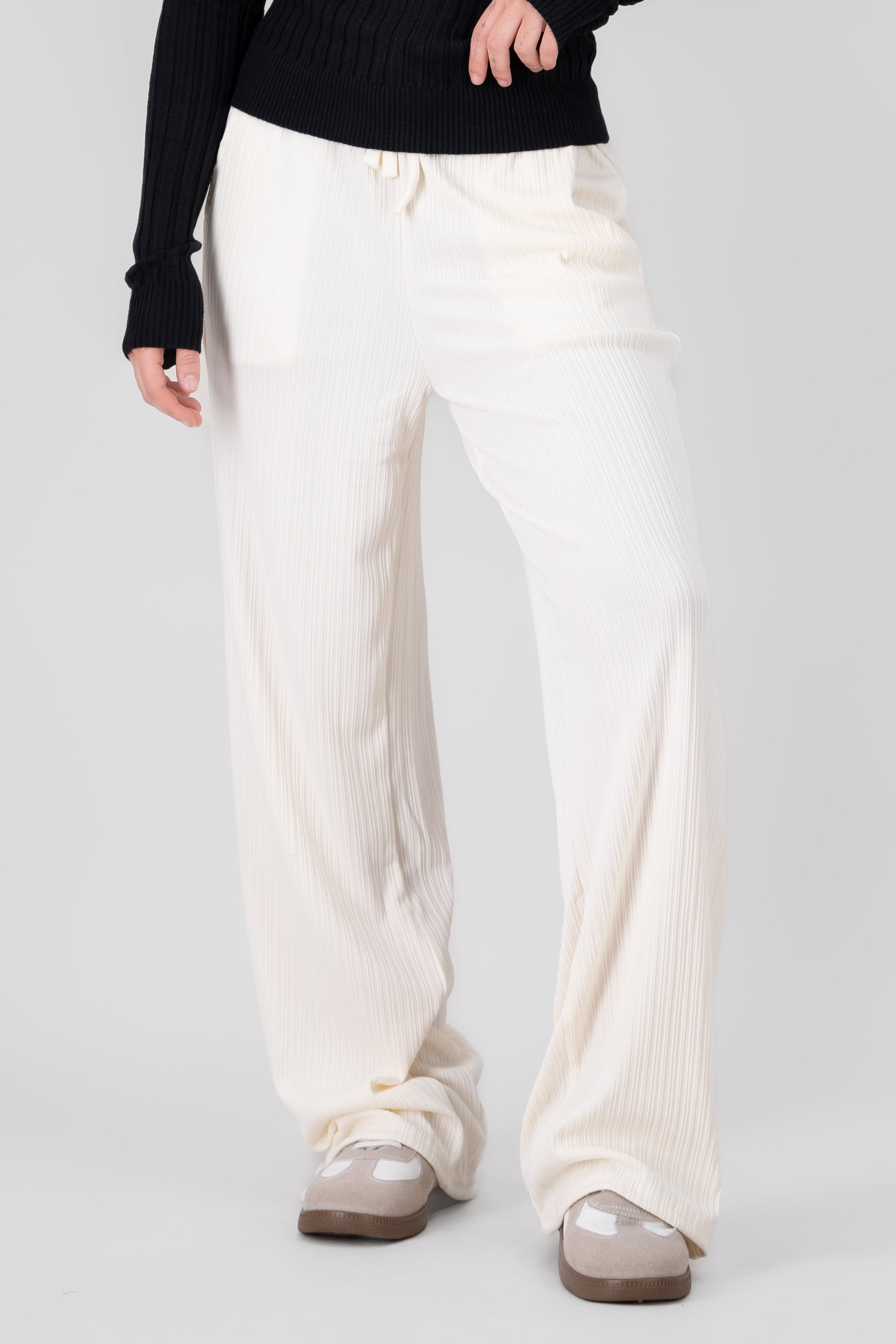 Textured Wide Leg Pants CREAM