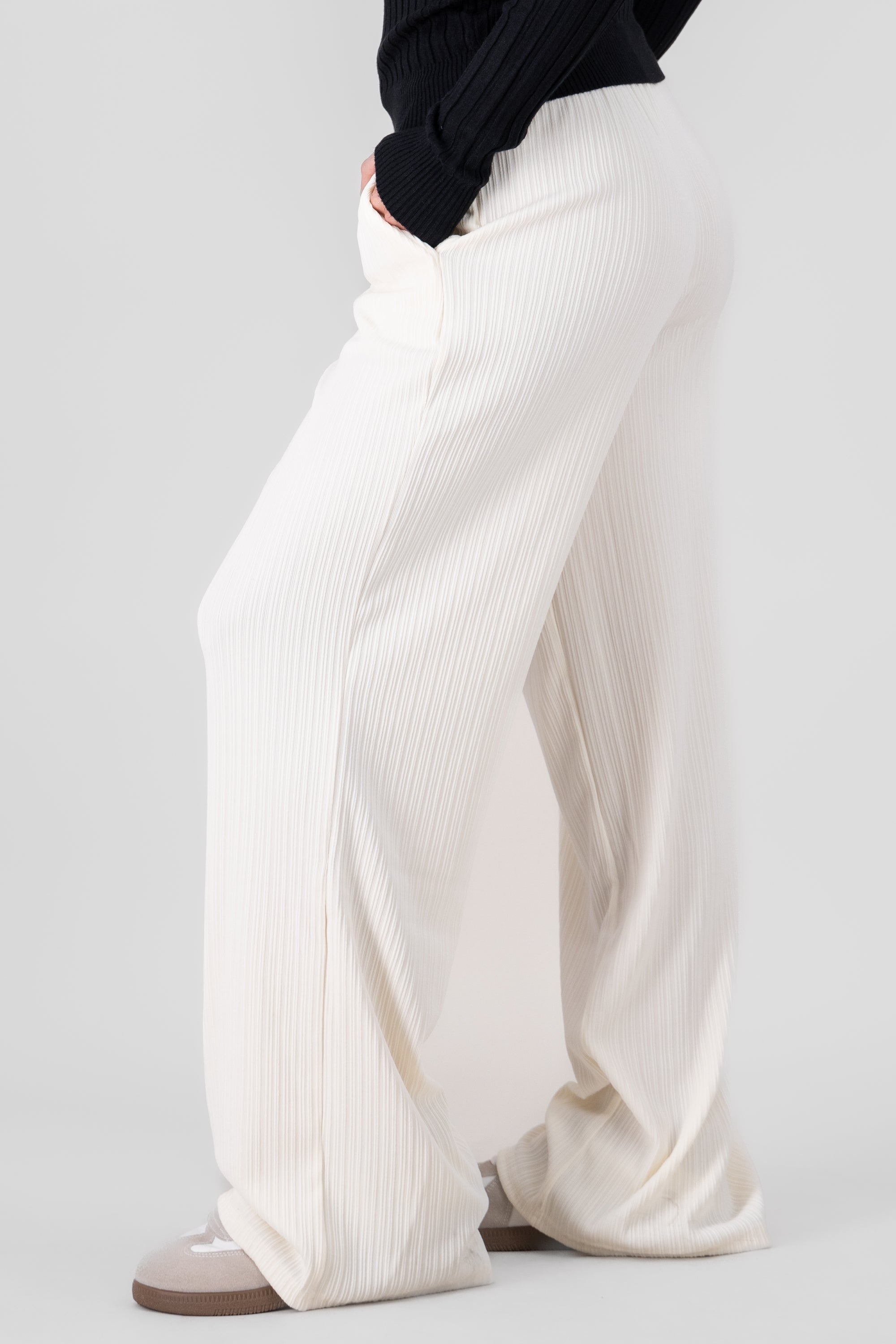 Textured Wide Leg Pants CREAM