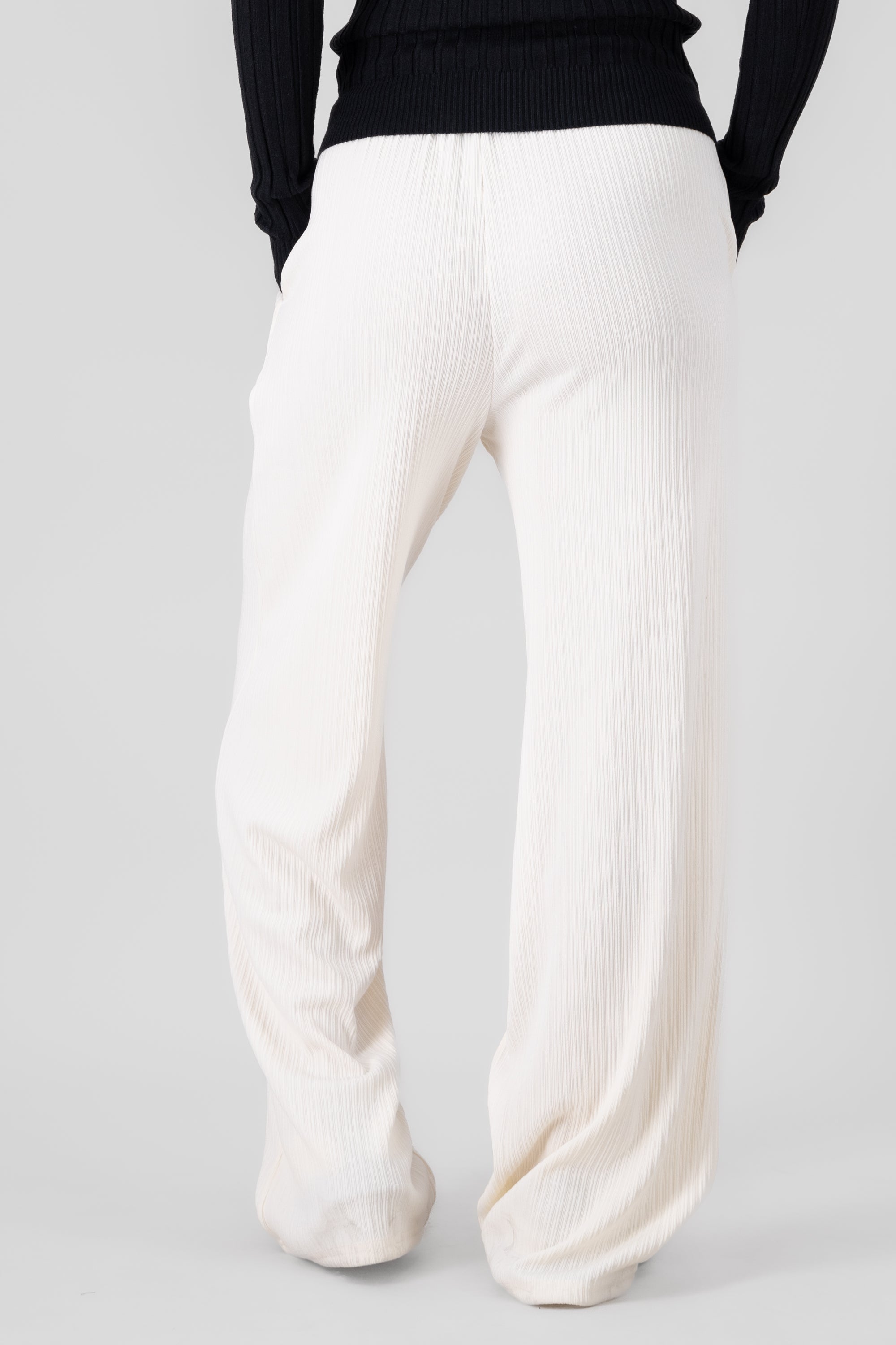 Textured Wide Leg Pants CREAM