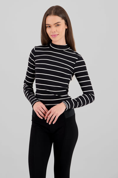 Striped Long Sleeve Top BLACK COMBO