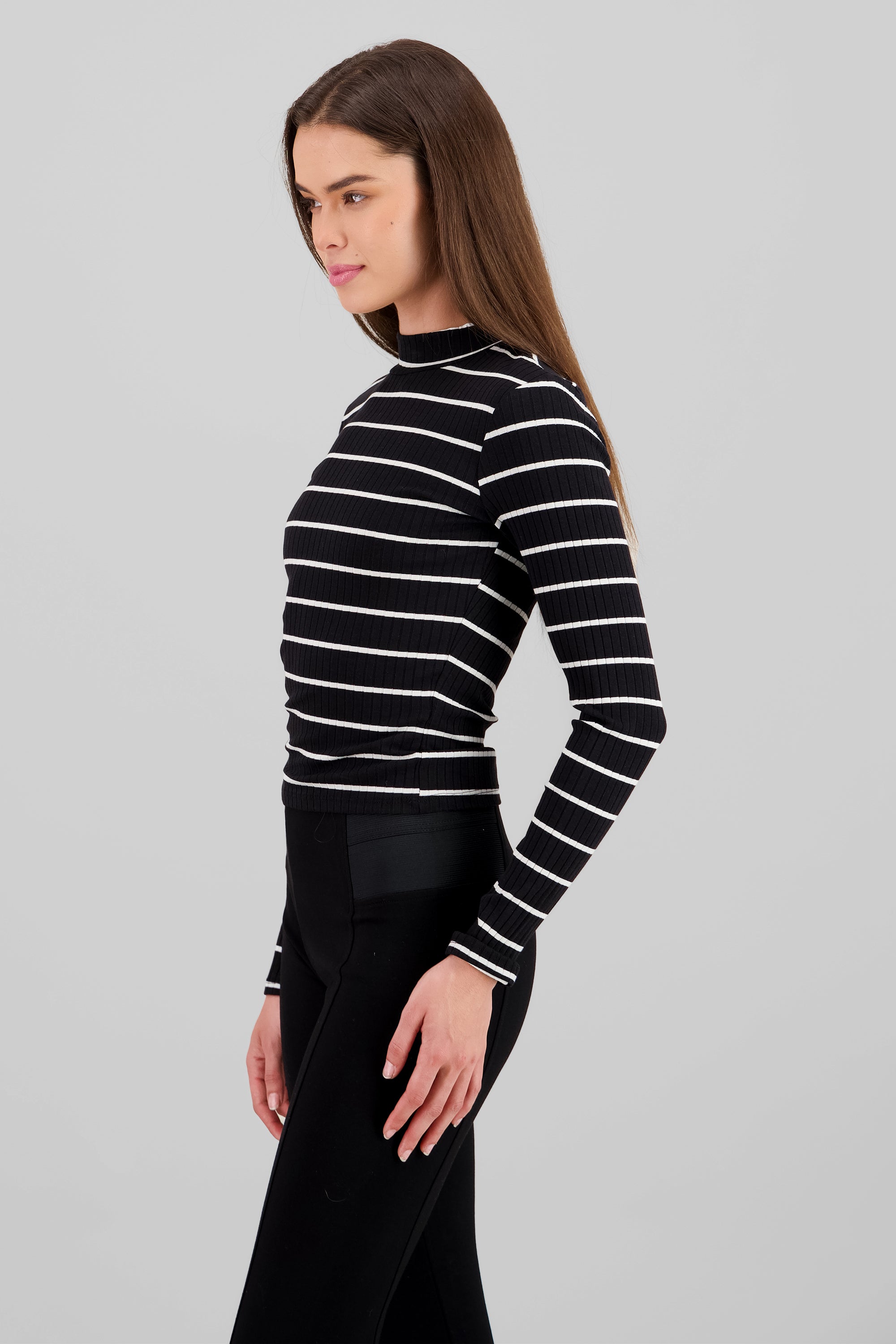 Striped Long Sleeve Top BLACK COMBO