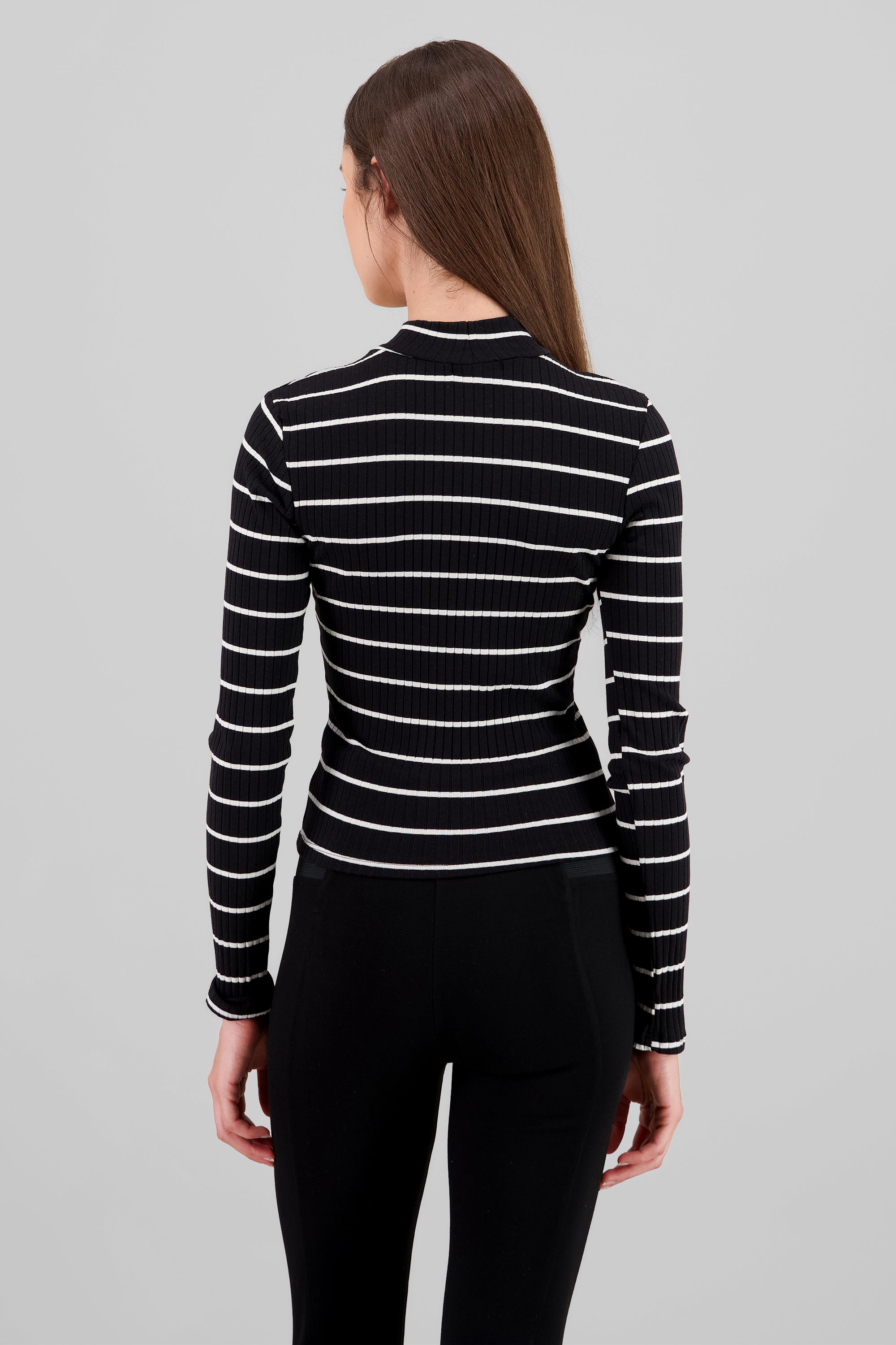 Striped Long Sleeve Top BLACK COMBO