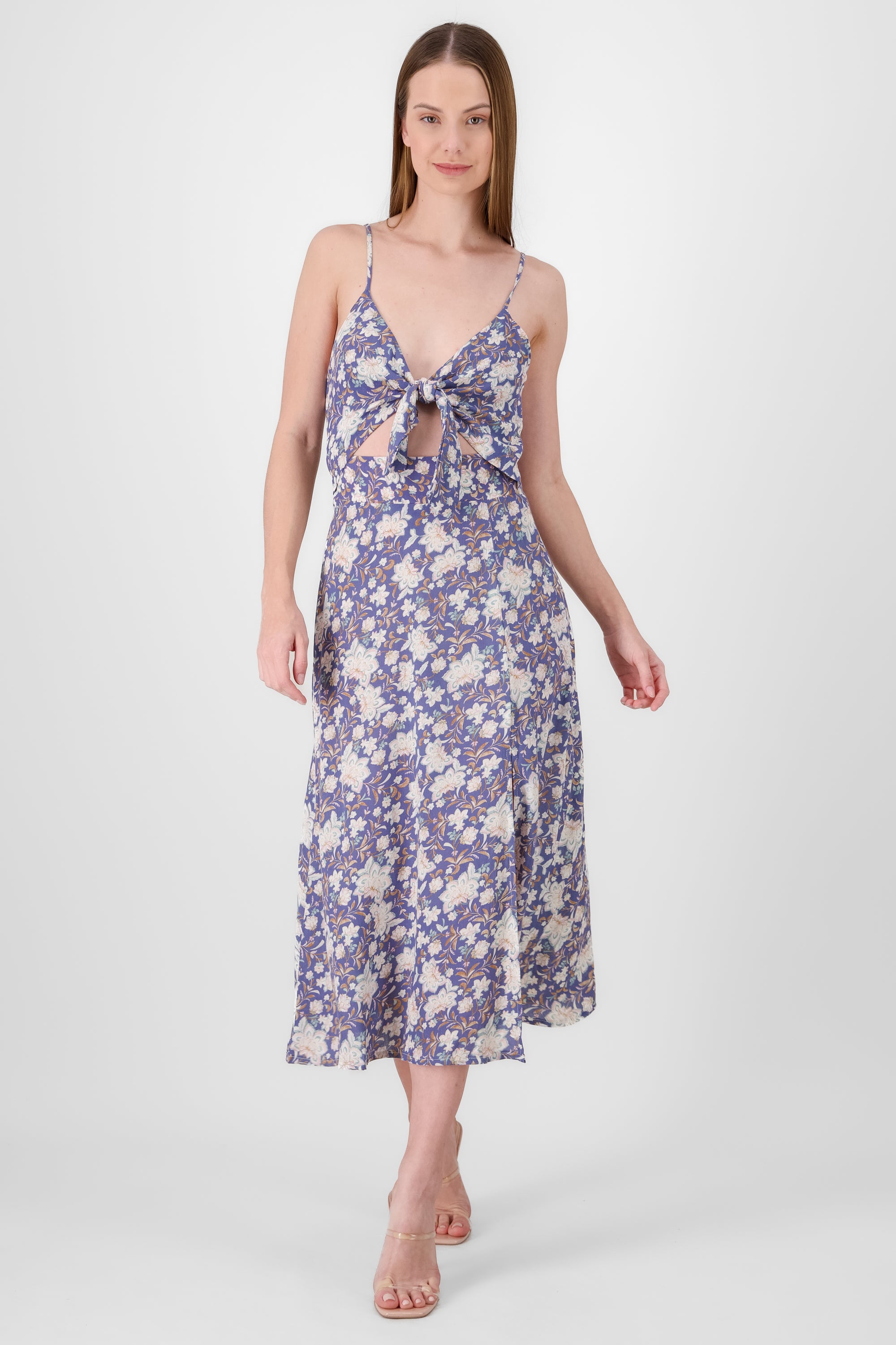 Maxi Dress with Knot Neckline NAVY COMBO