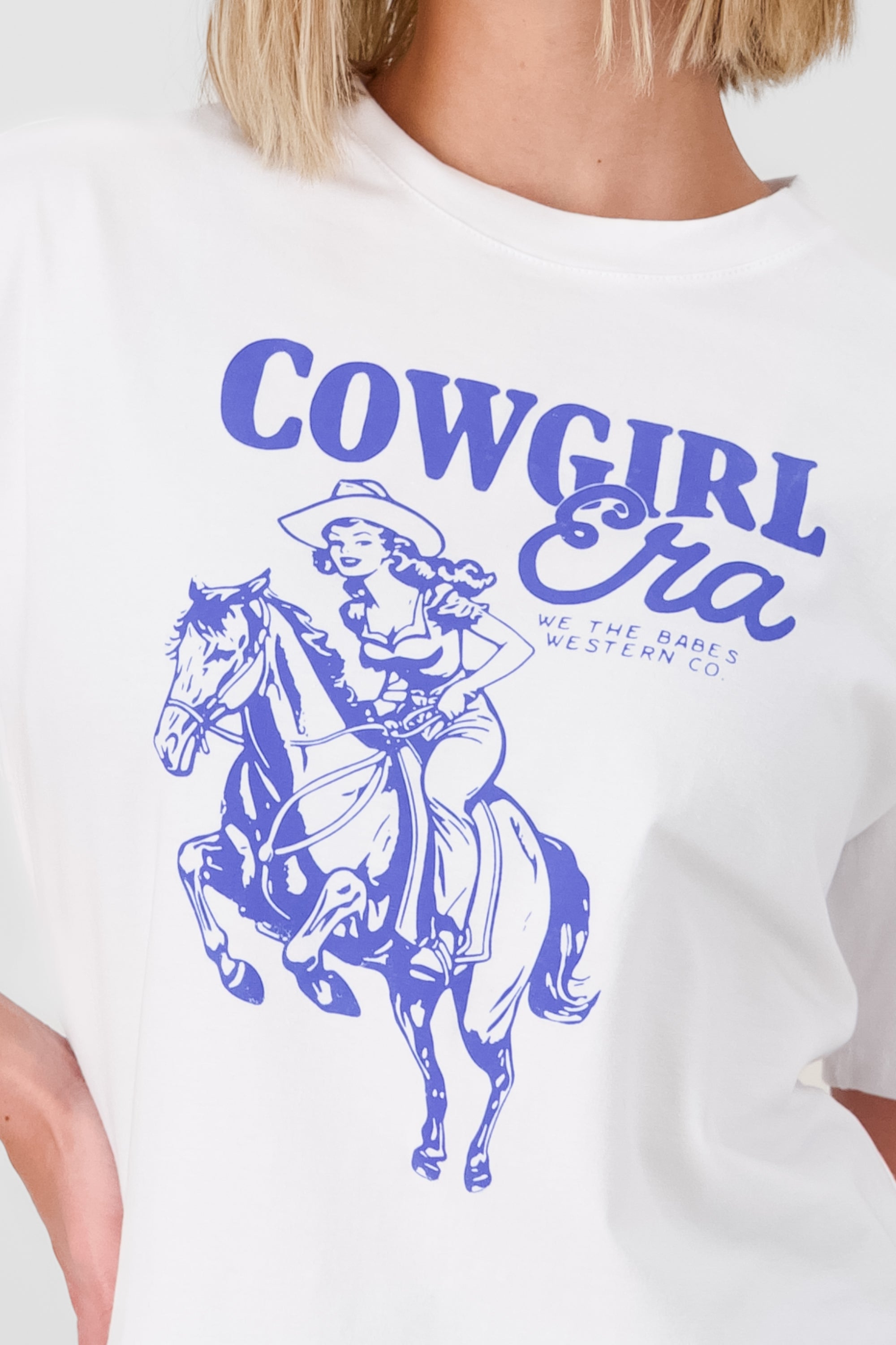 Oversized Cowgirl Print T Shirt WHITE COMBO