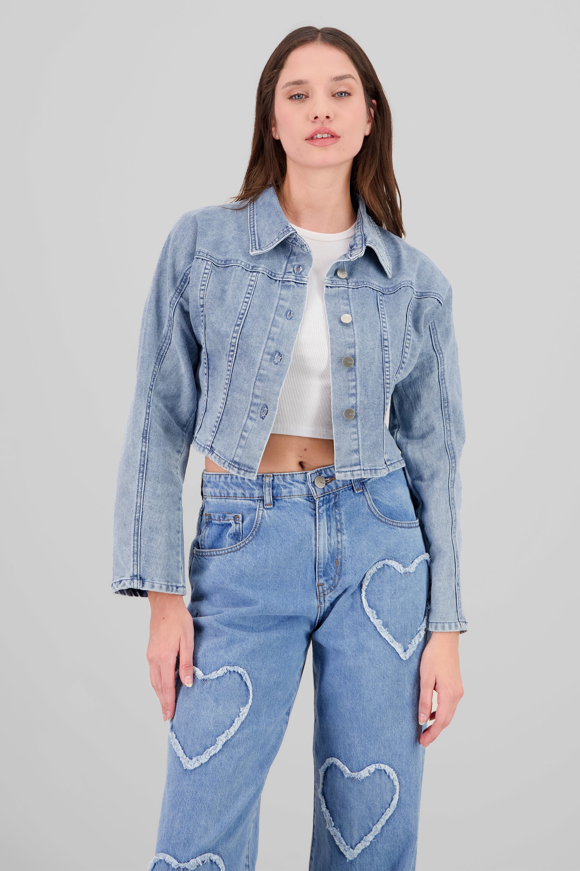 Cutouts Cropped Jacket MEDIUM WASH