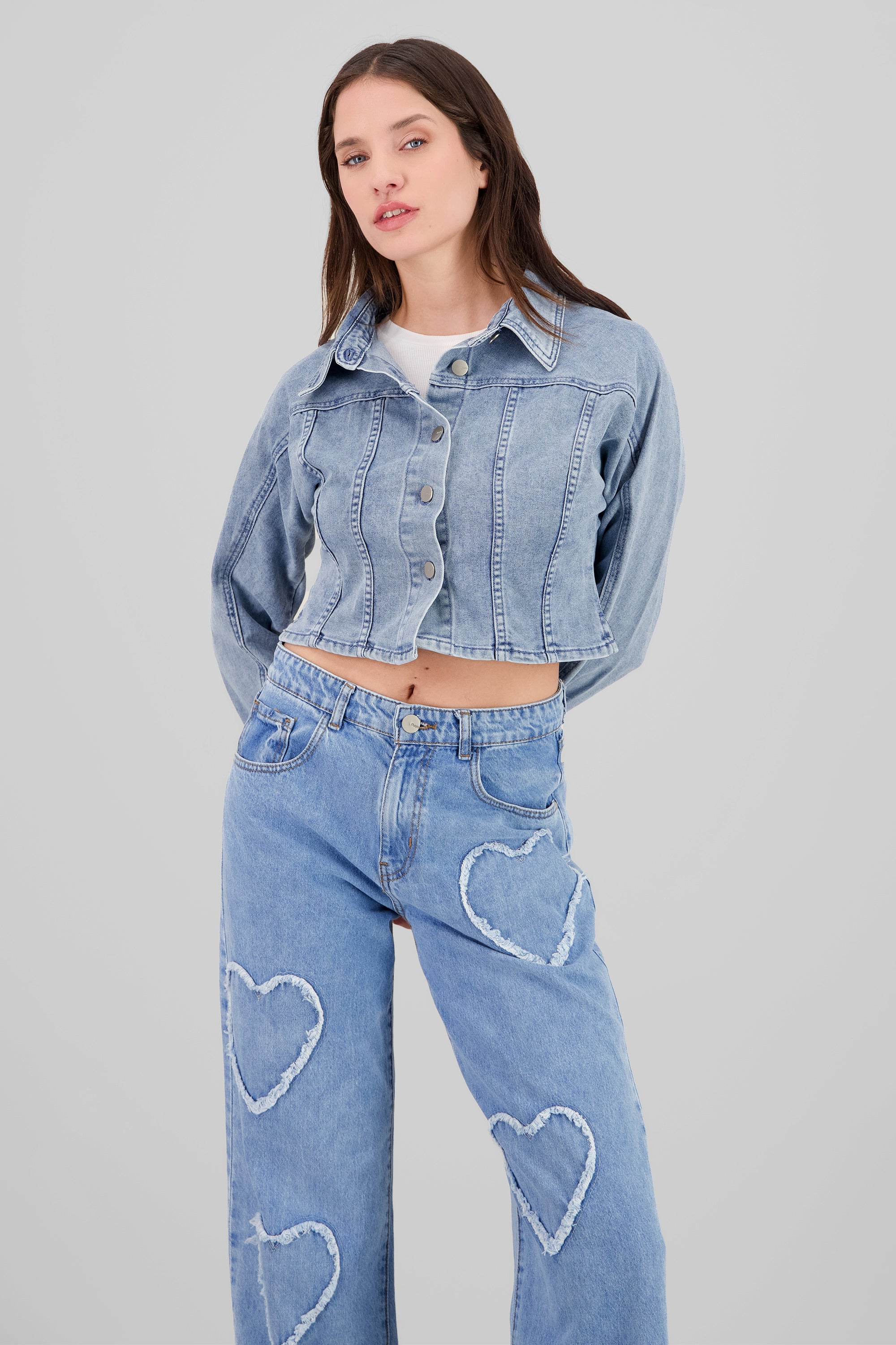 Cutouts Cropped Jacket MEDIUM WASH