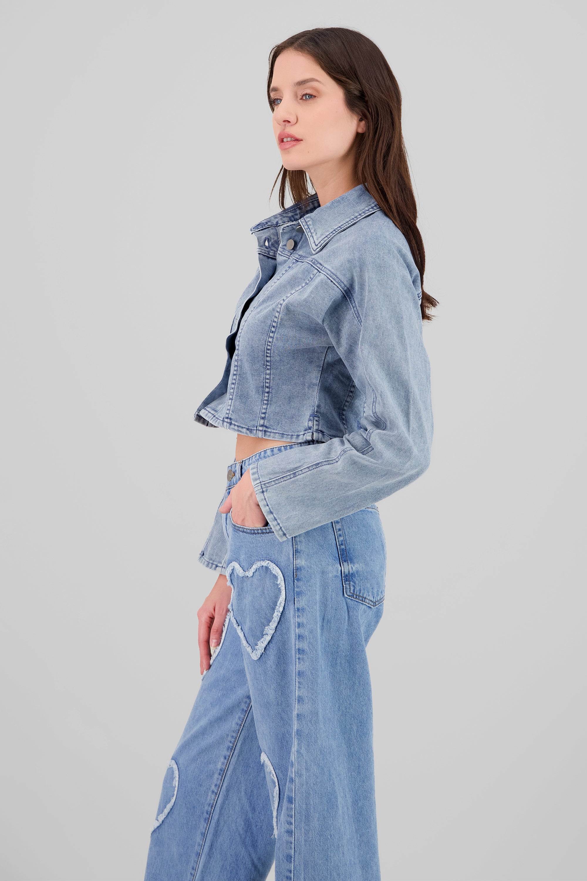 Cutouts Cropped Jacket MEDIUM WASH