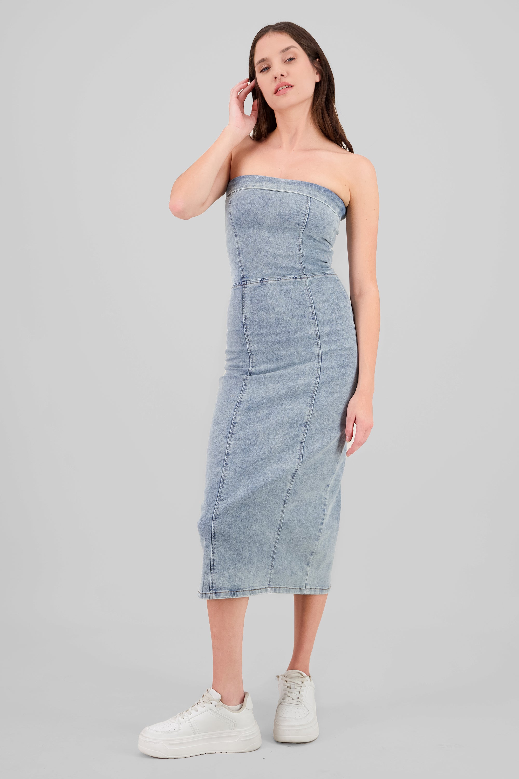 Cutouts Midi Dress LIGHT WASH