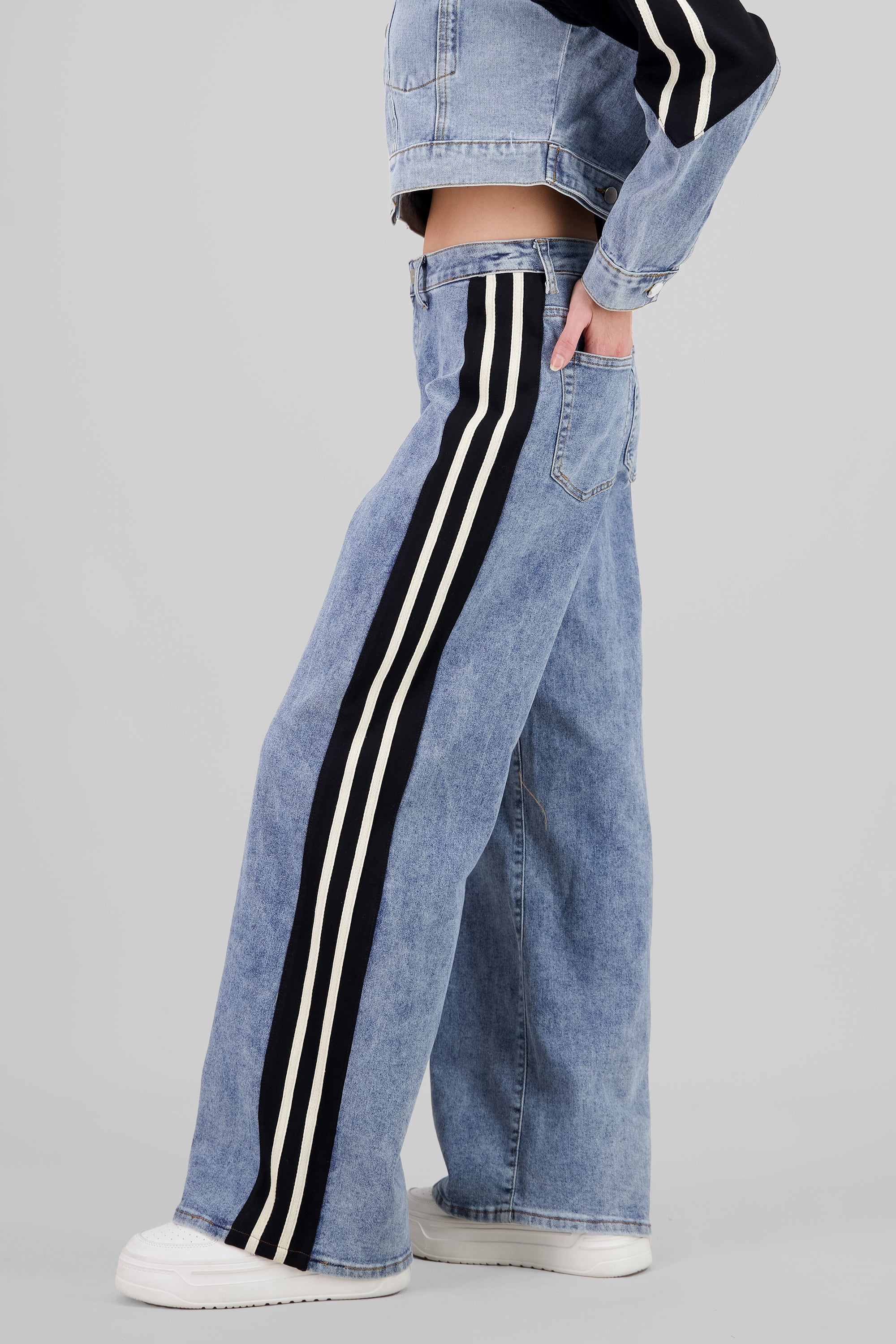 Straight Patchwork Jeans BLACK COMBO