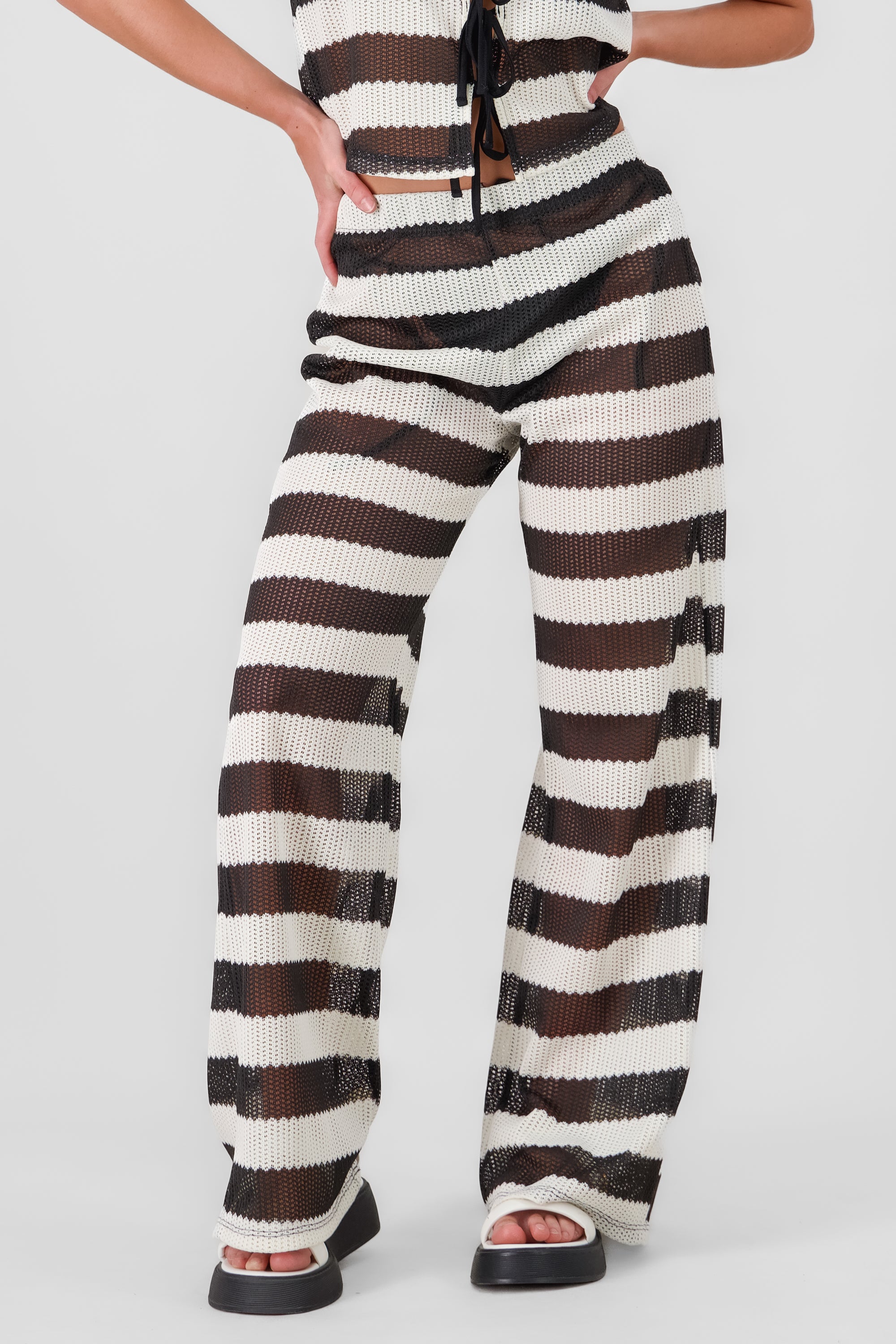 Striped Knit Pants BLACK COMBO