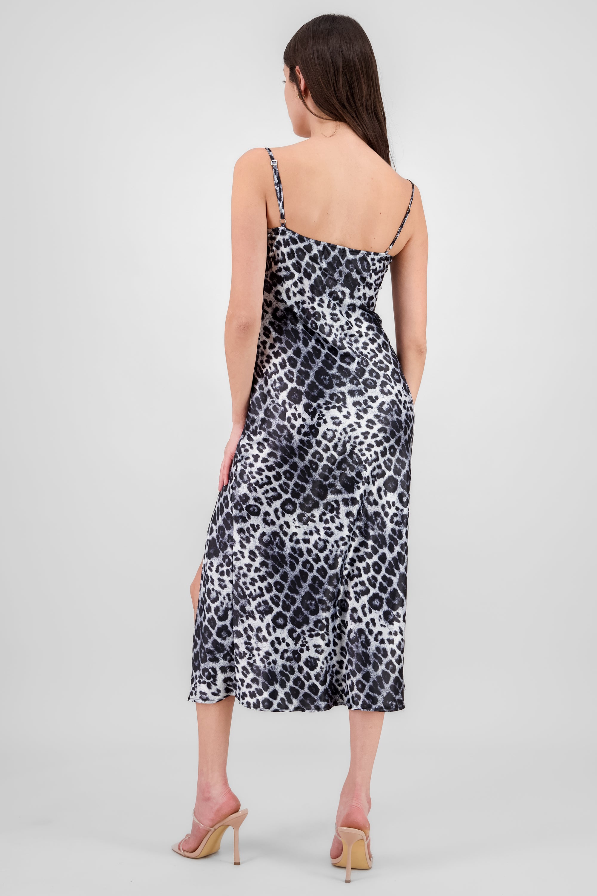 Animal Print Satin Dress BLACK COMBO