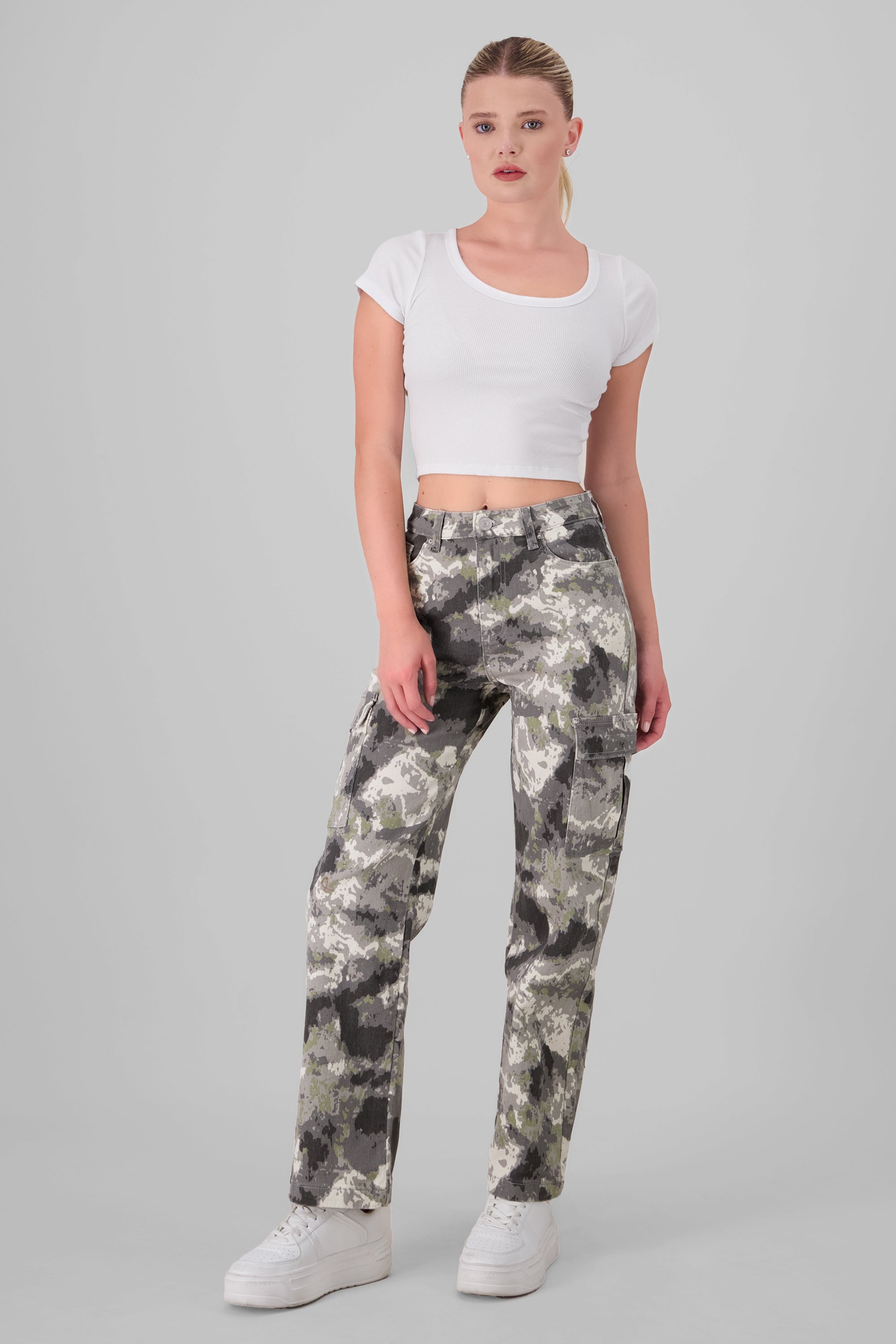 Camouflage Straight Jeans GREEN COMBO