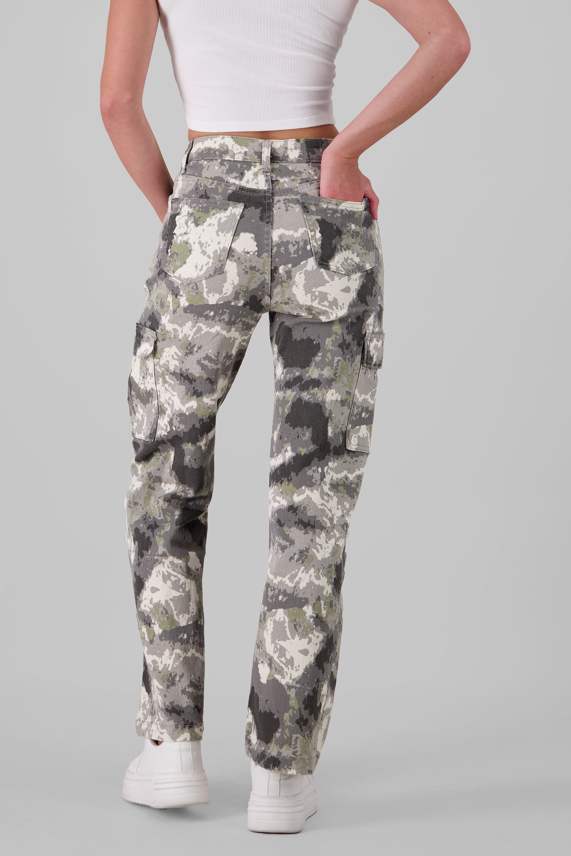 Camouflage Straight Jeans GREEN COMBO