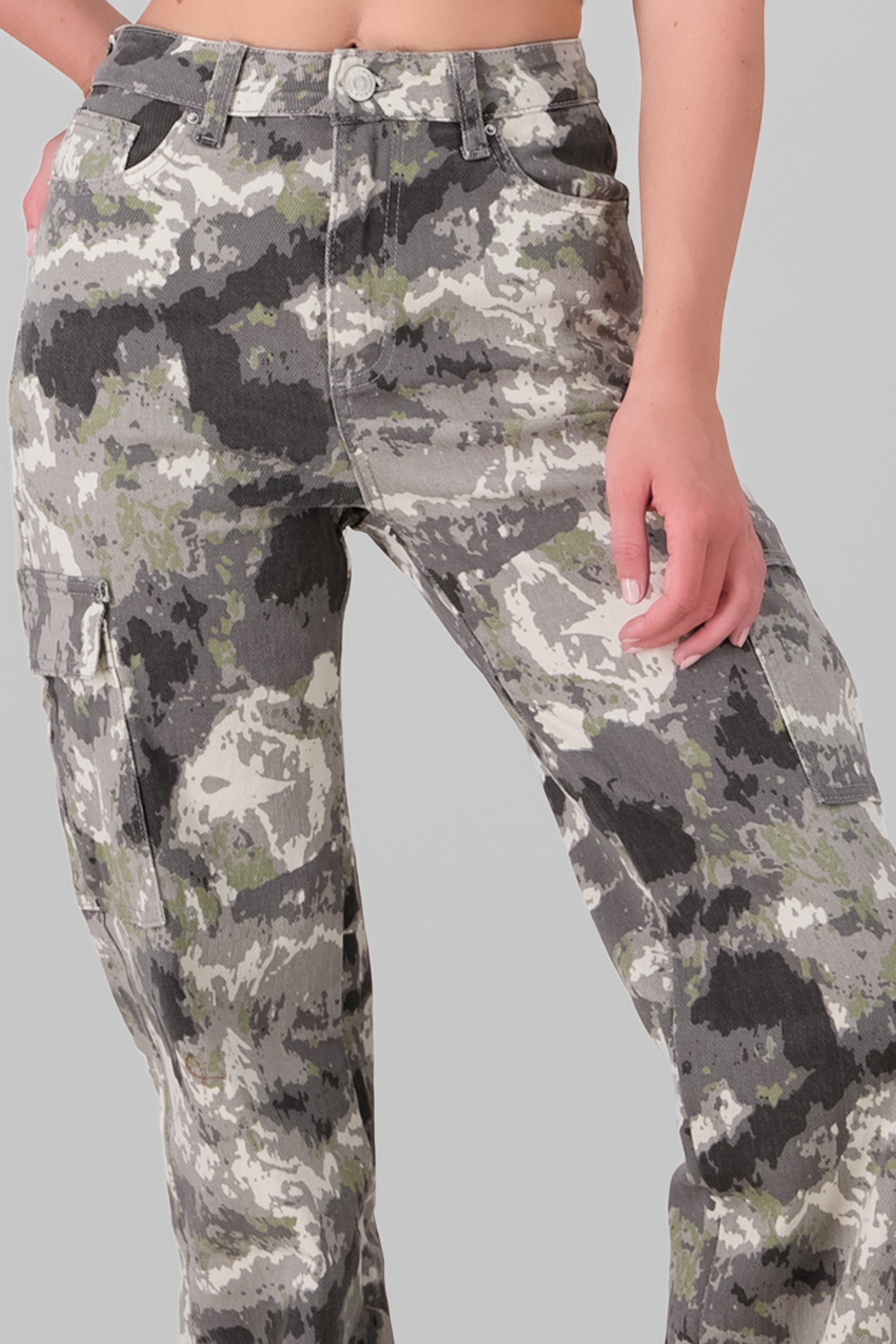 Camouflage Straight Jeans GREEN COMBO