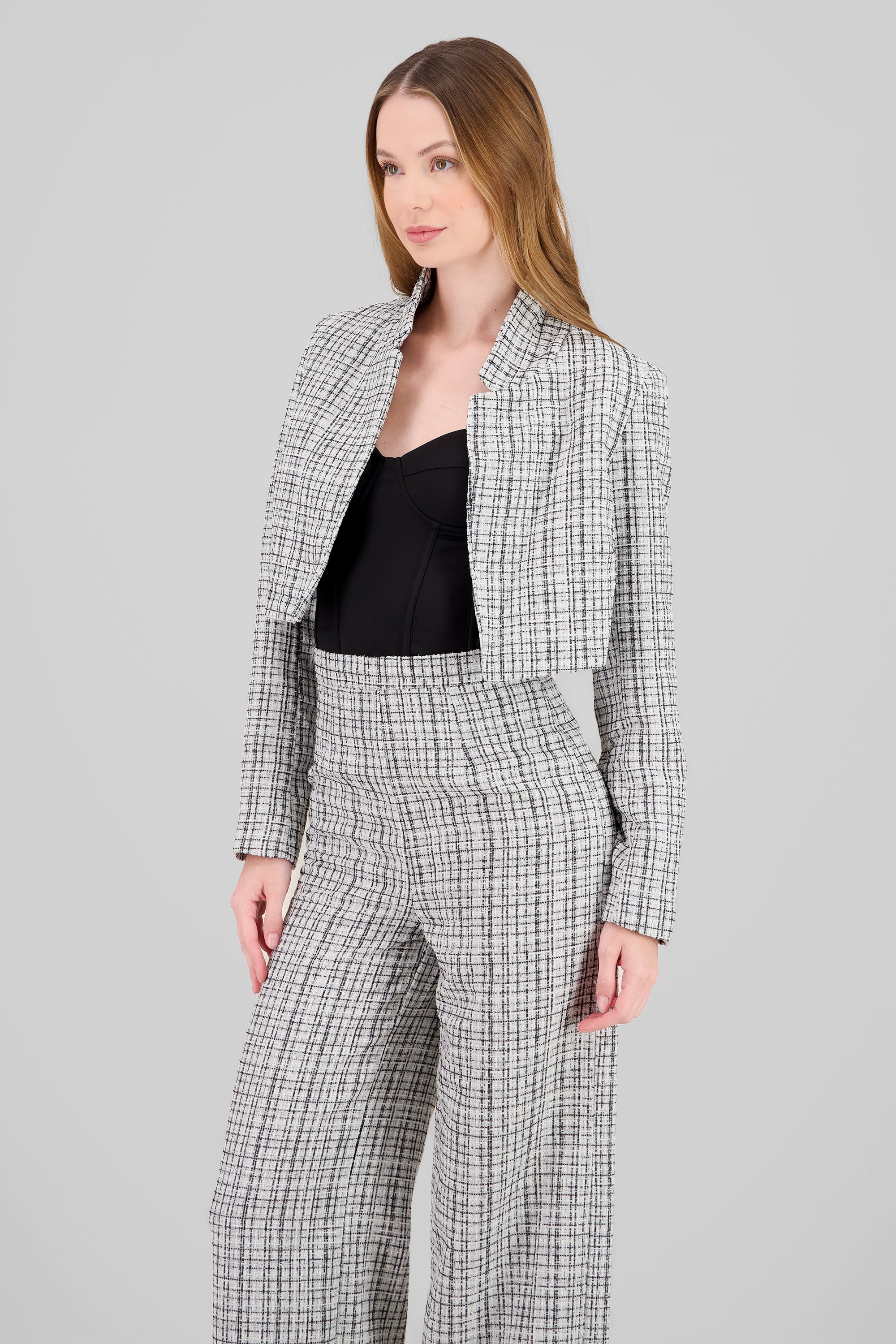 Cropped Tweed Jacket WHITE COMBO