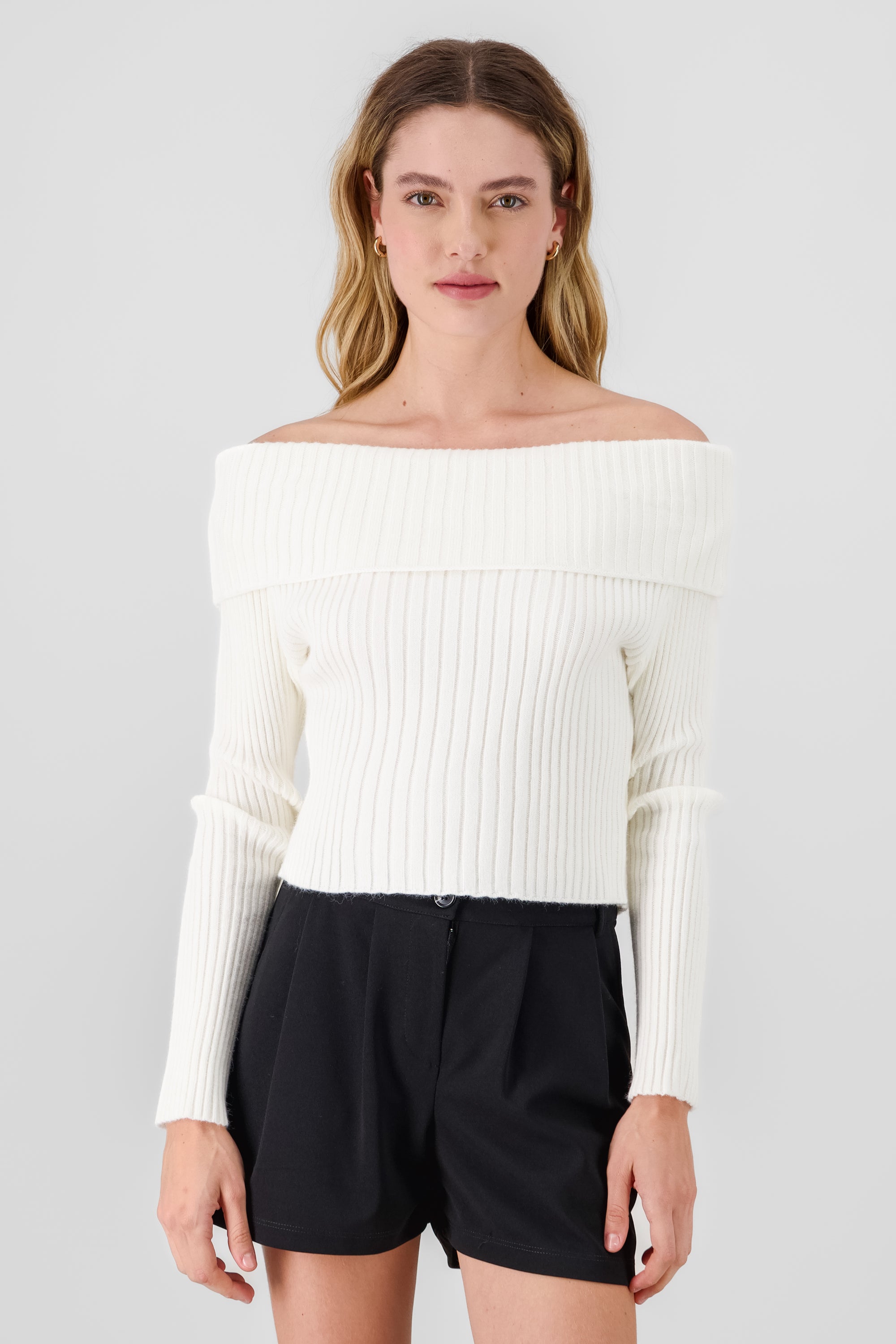 Knit Off Shoulder Sweater IVORY