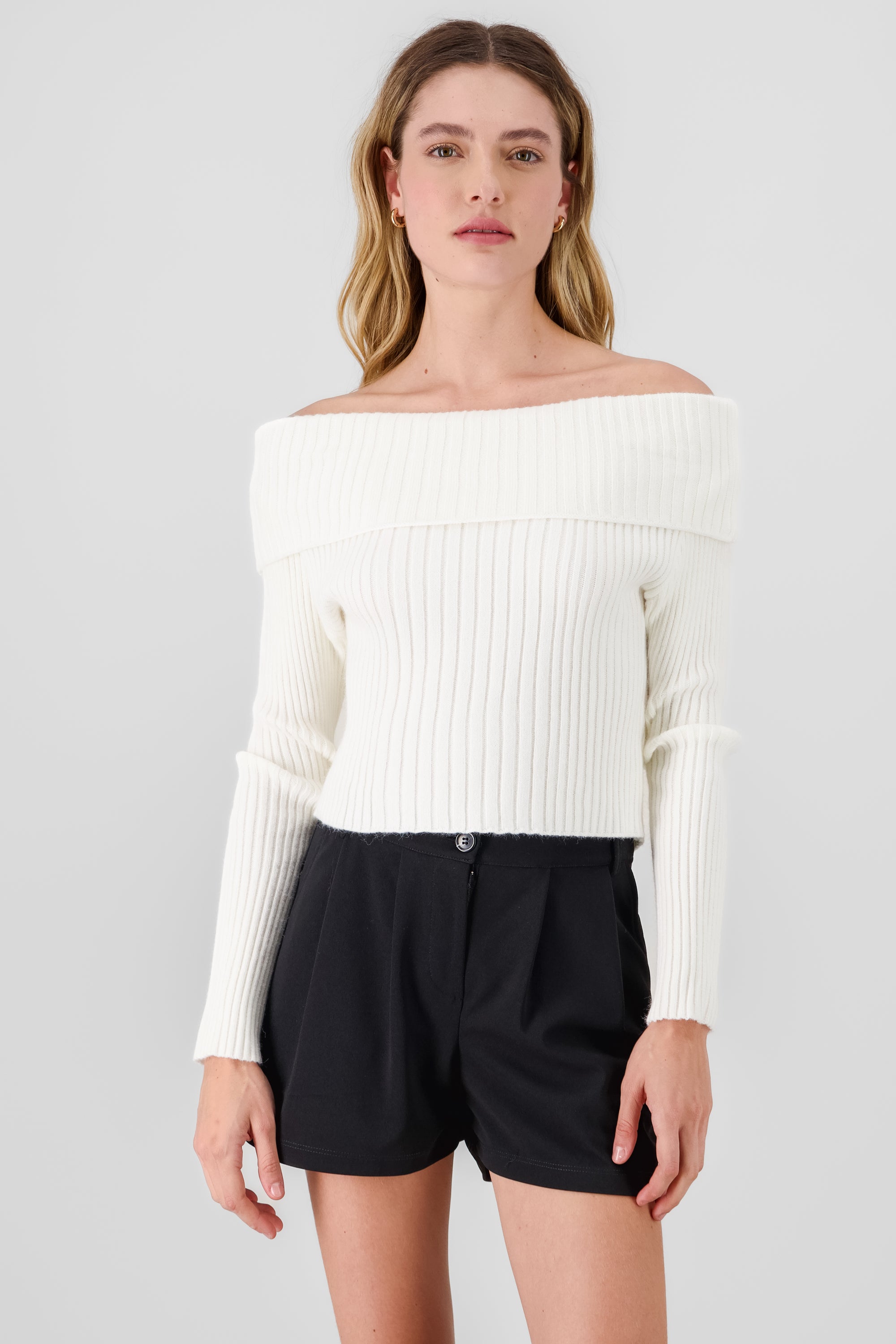 Knit Off Shoulder Sweater IVORY