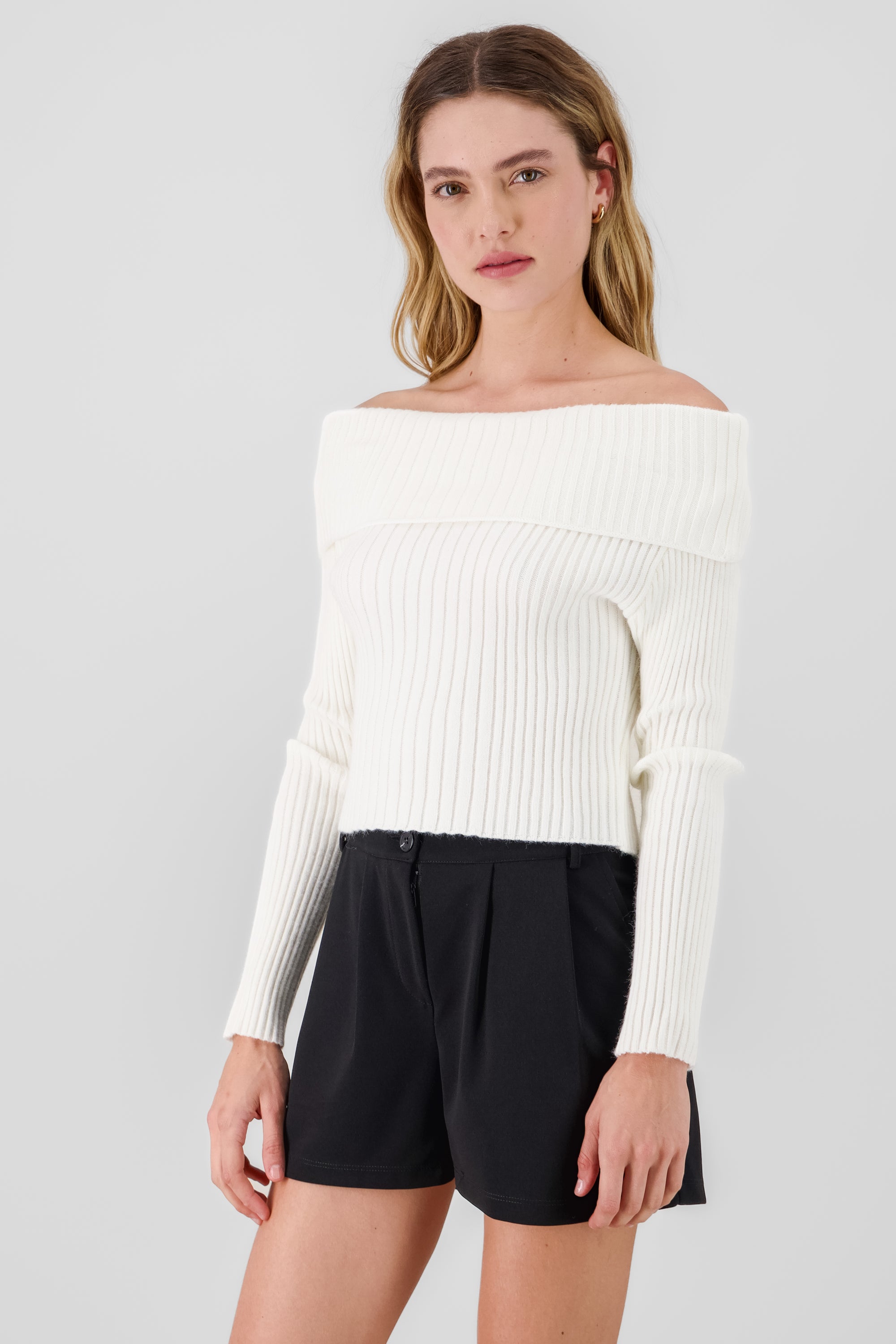 Knit Off Shoulder Sweater IVORY