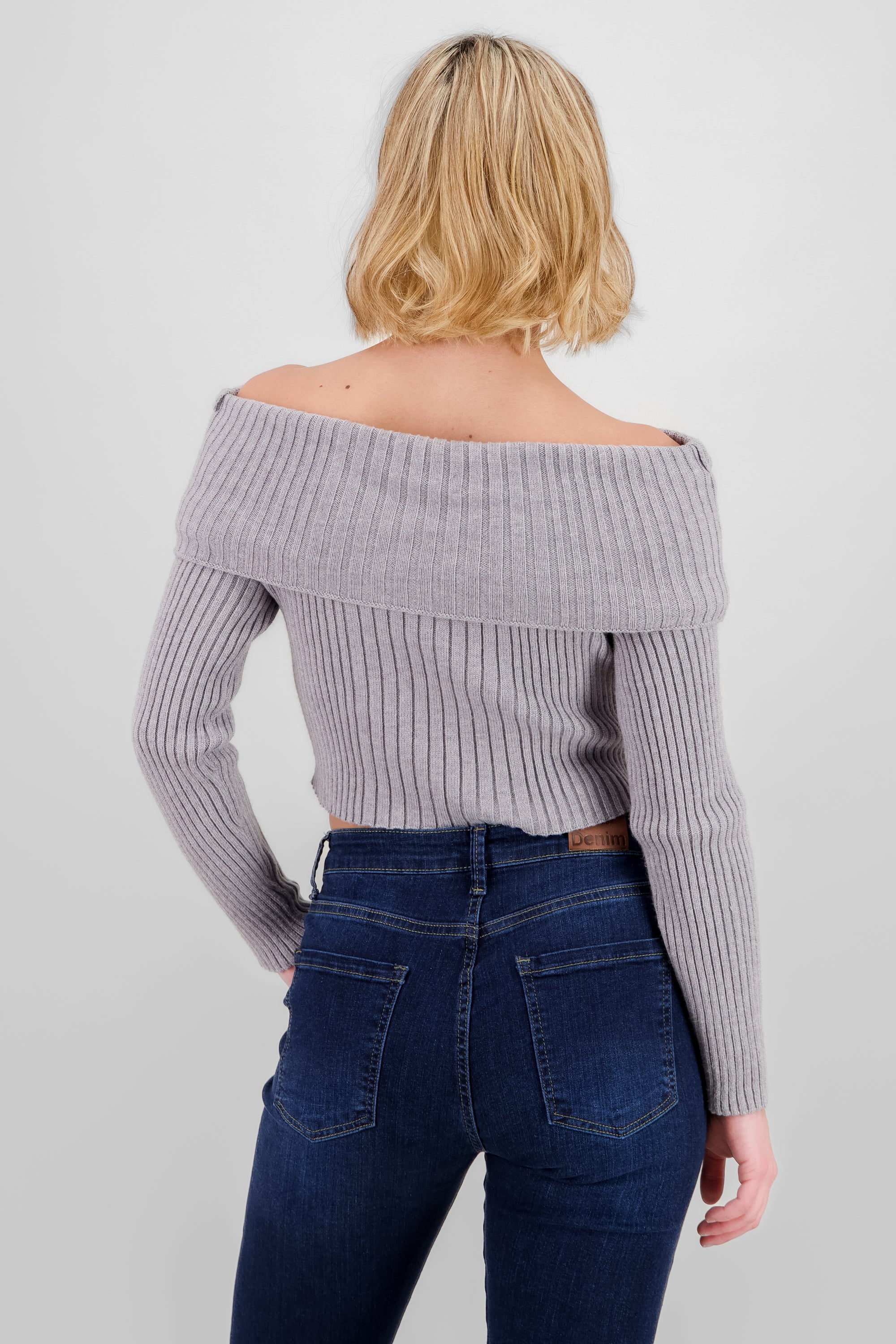 Knit Off Shoulder Sweater HEATHER GRAY