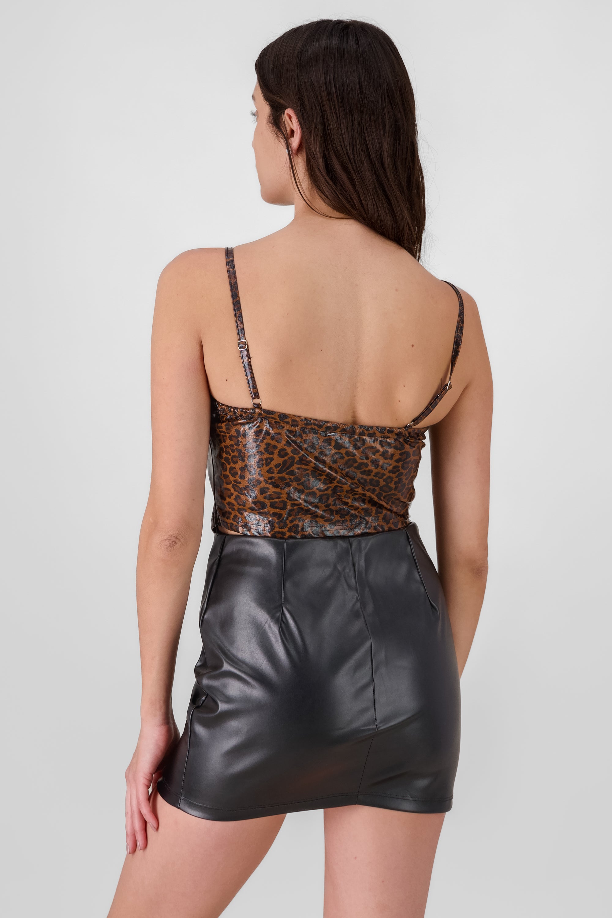 Faux leather Animal Print Corset BROWN COMBO