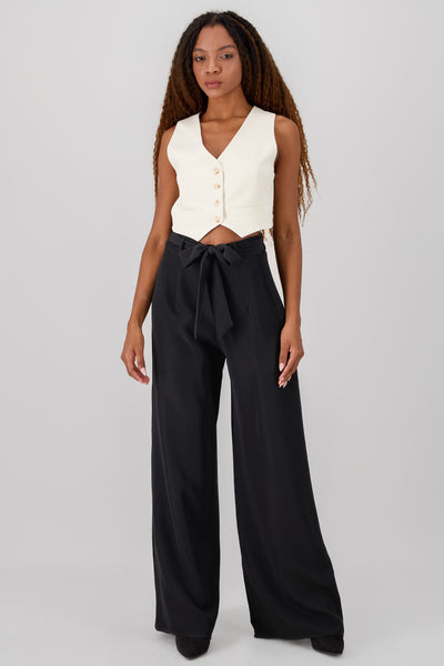 Solid Wide Leg Pants BLACK