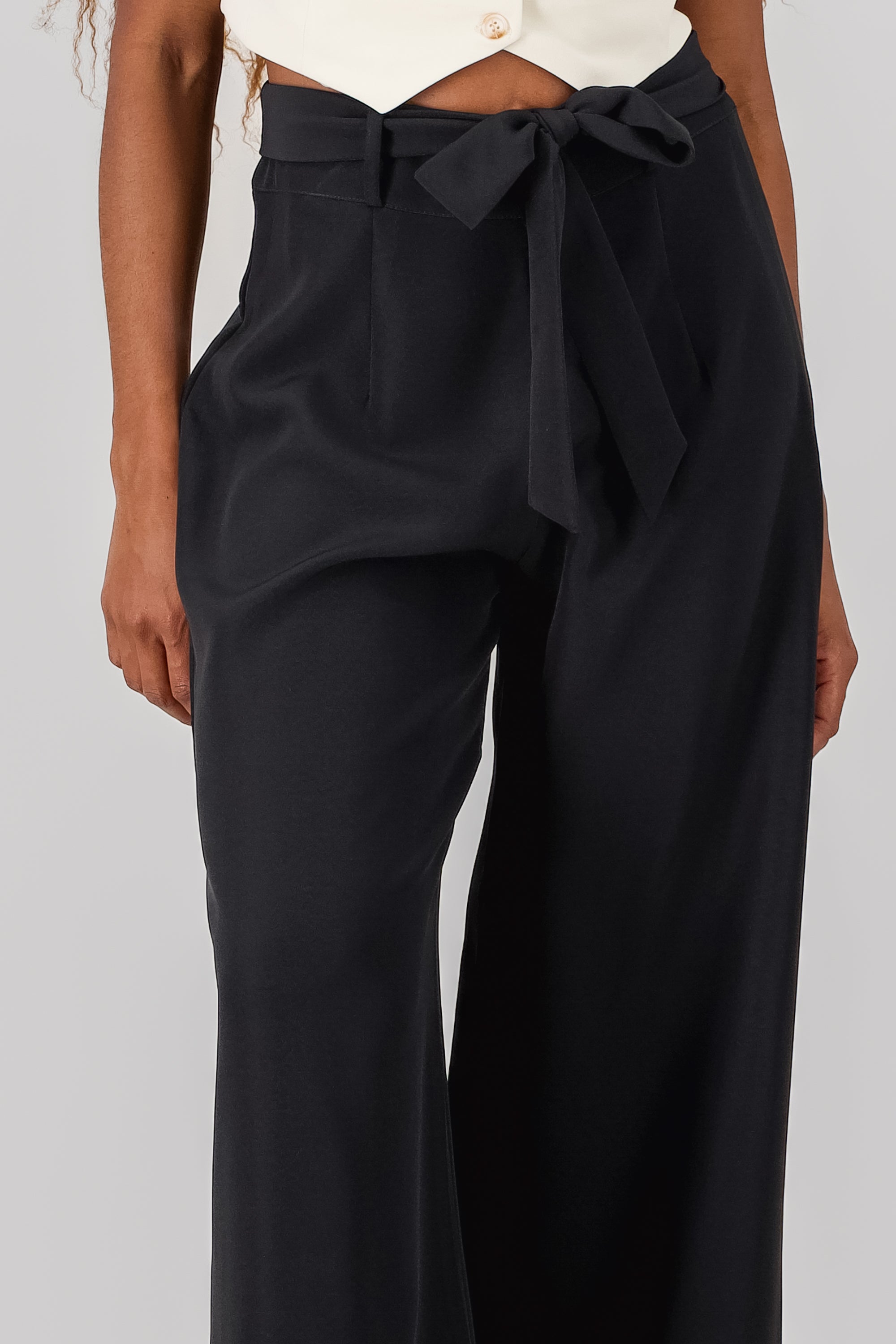 Solid Wide Leg Pants BLACK